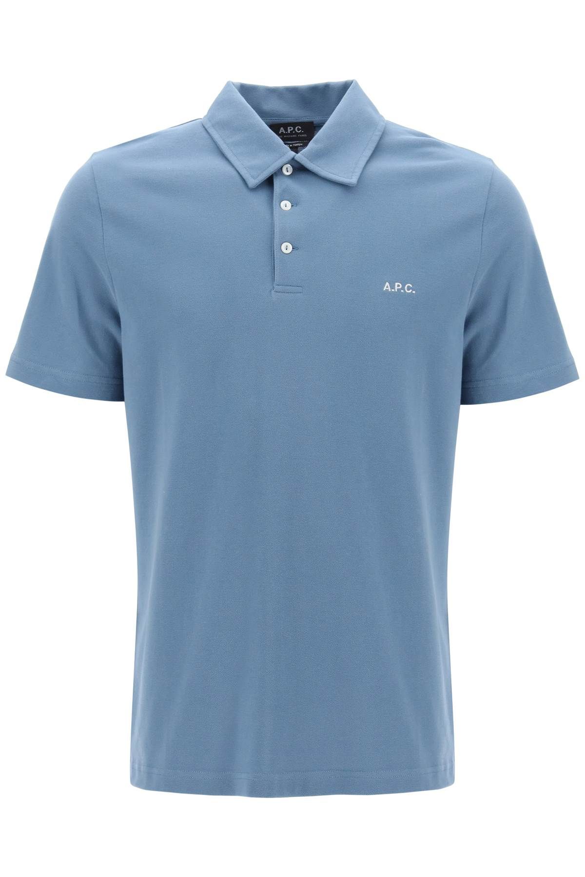 Shop Apc Austin Polo Shirt With Logo Embroidery In Light Blue