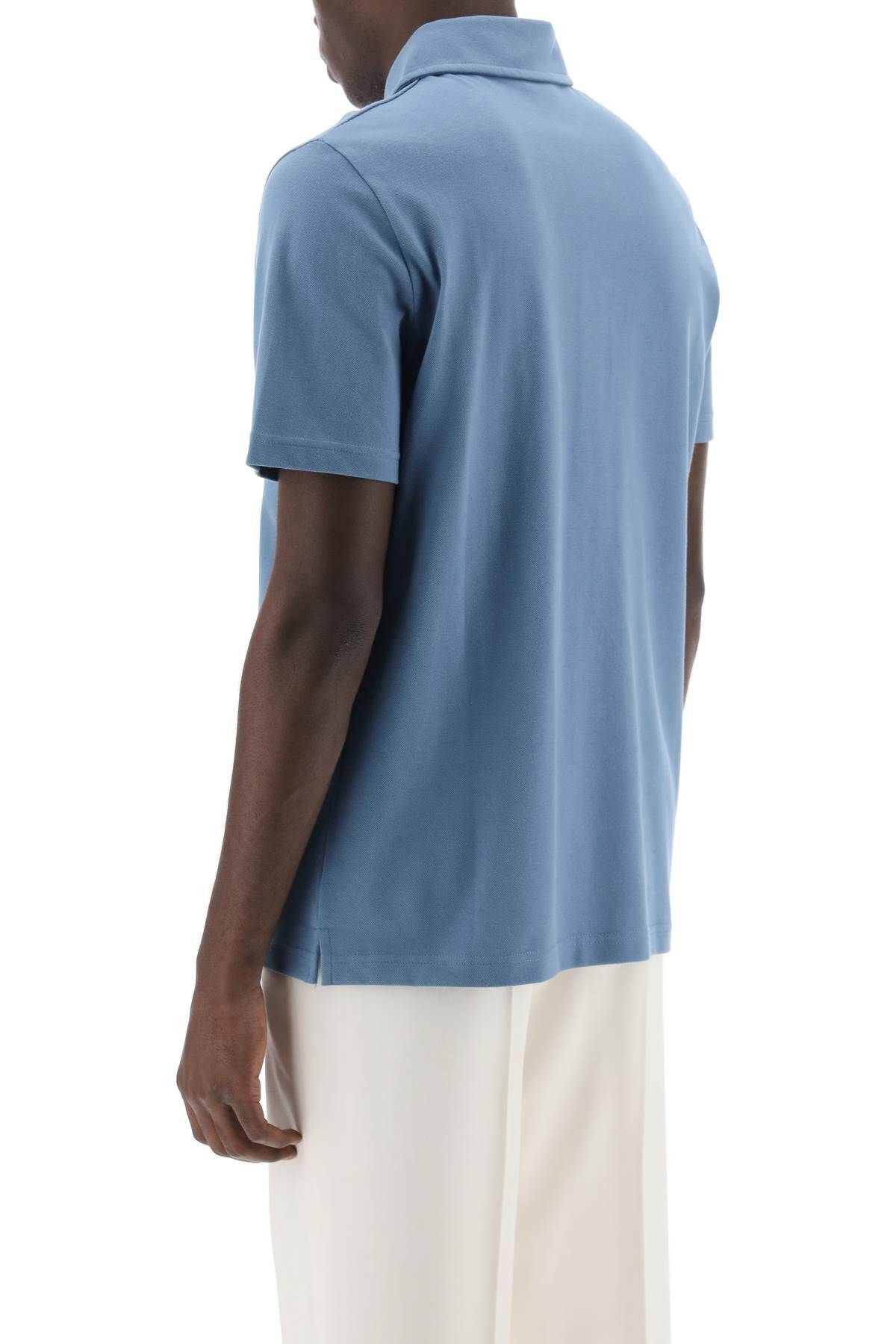 Shop Apc Austin Polo Shirt With Logo Embroidery In Light Blue