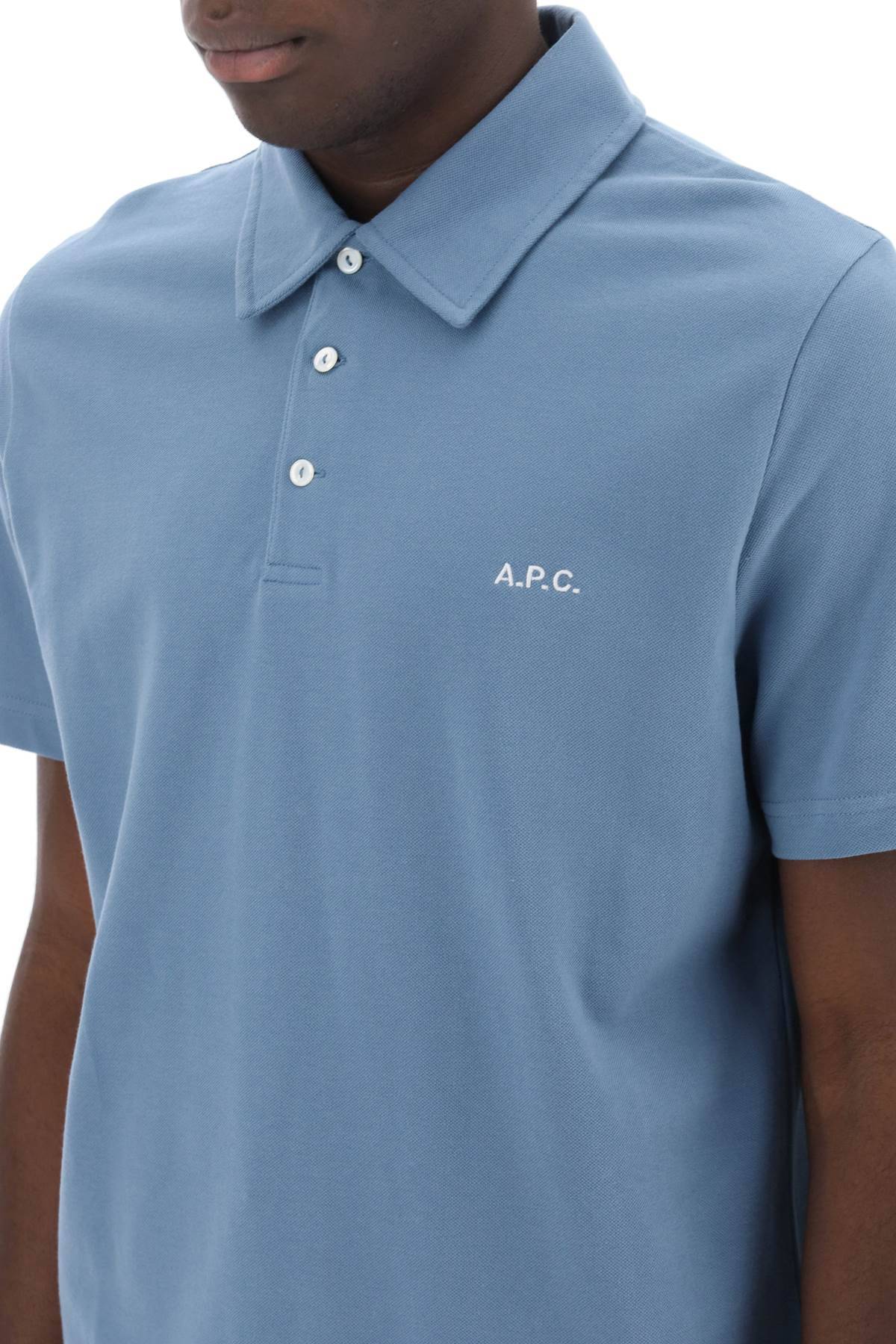 Shop Apc Austin Polo Shirt With Logo Embroidery In Light Blue