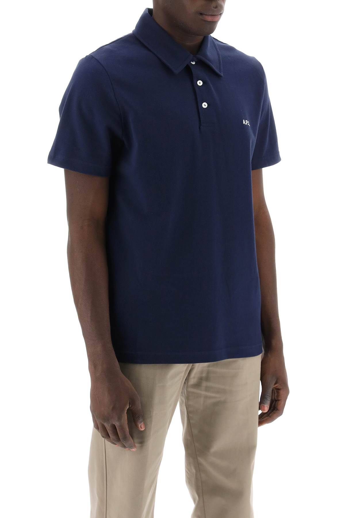 Shop Apc Austin Polo Shirt With Logo Embroidery In Blue