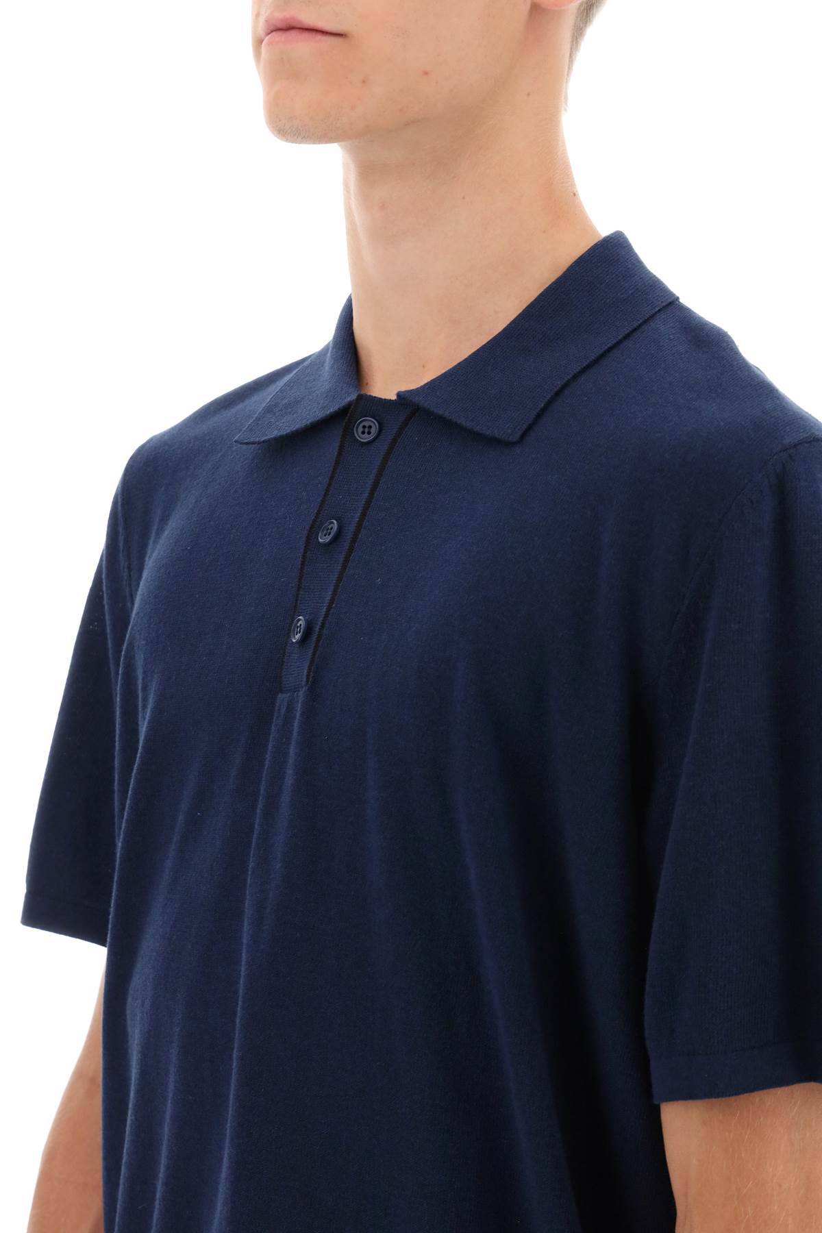 Shop Apc 'jacky' Knitted Cotton Polo Shirt In Blue