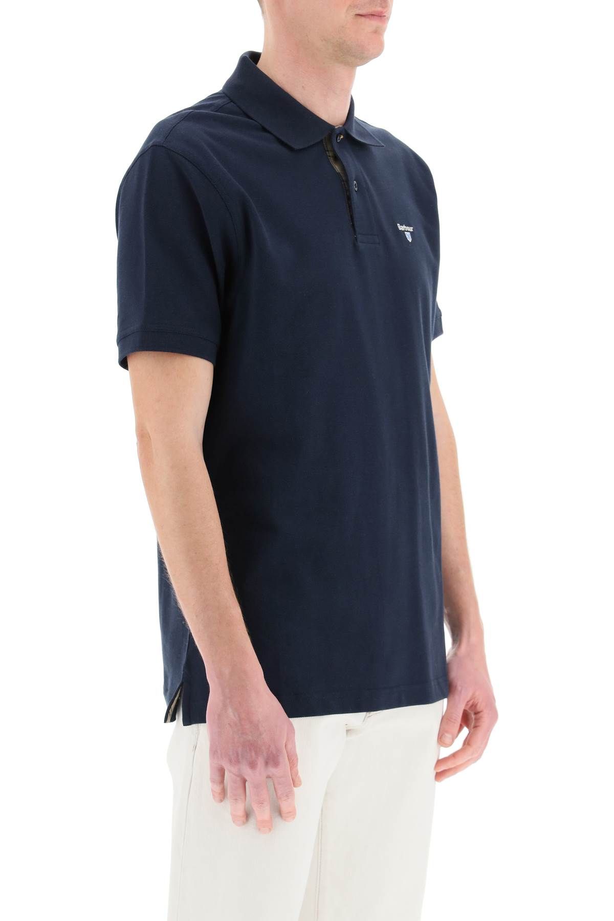 Shop Barbour Tartan-trim Polo Shirt In Blue