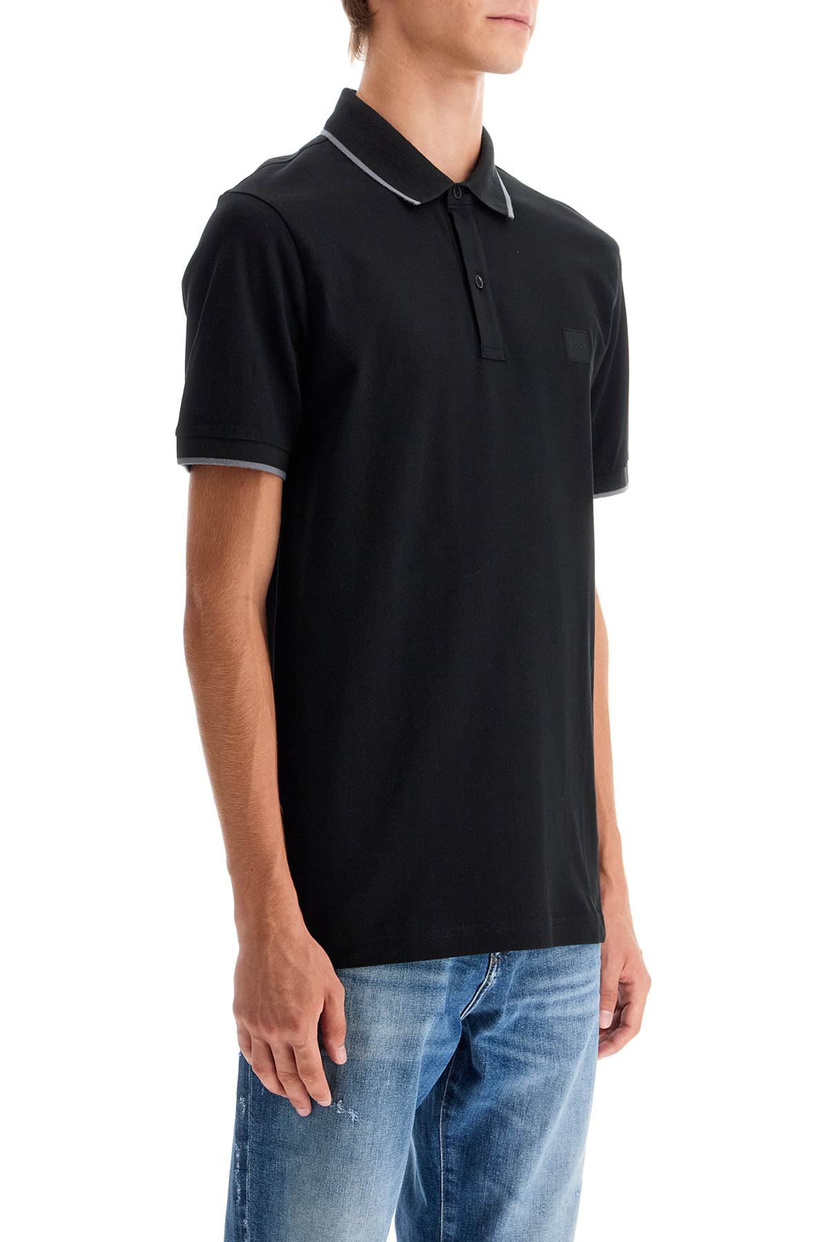 Shop Hugo Boss Slim Fit Piqué Polo Shirt With Tipped In Black