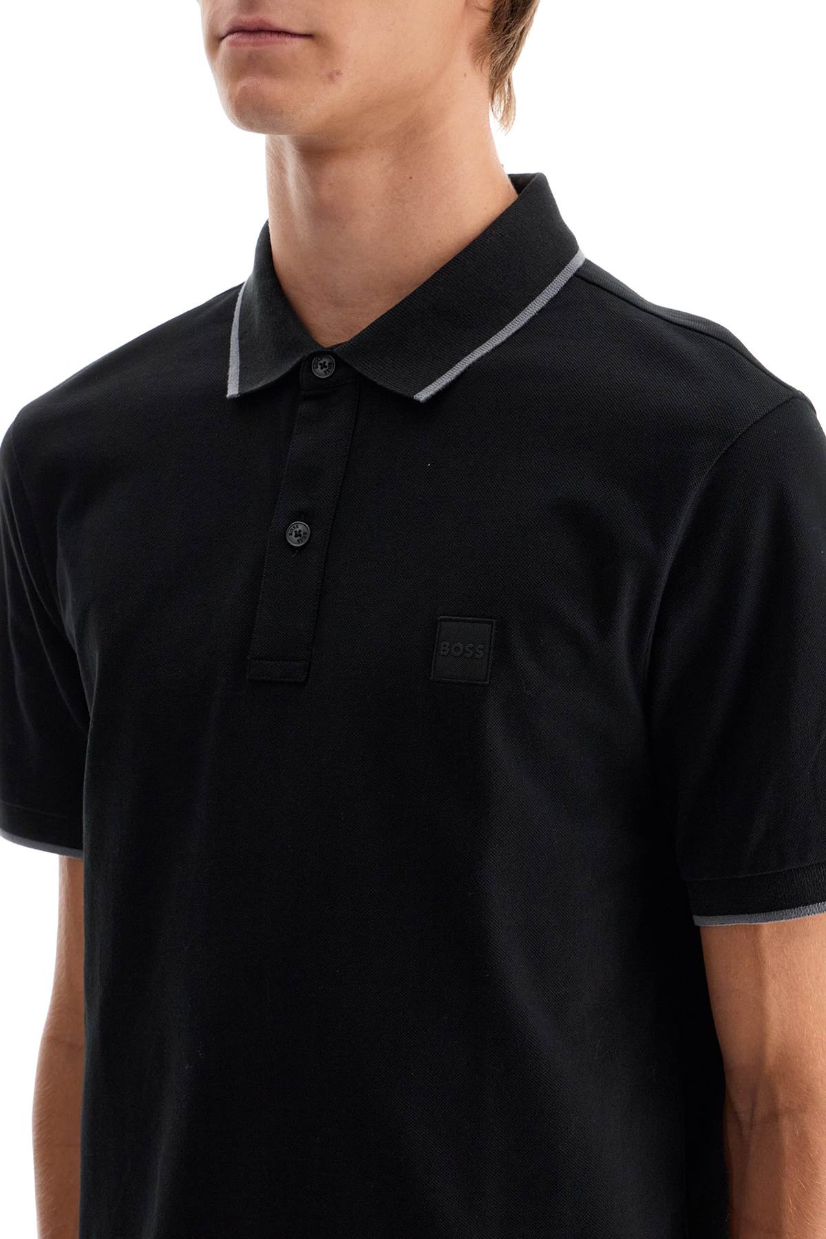 Shop Hugo Boss Slim Fit Piqué Polo Shirt With Tipped In Black