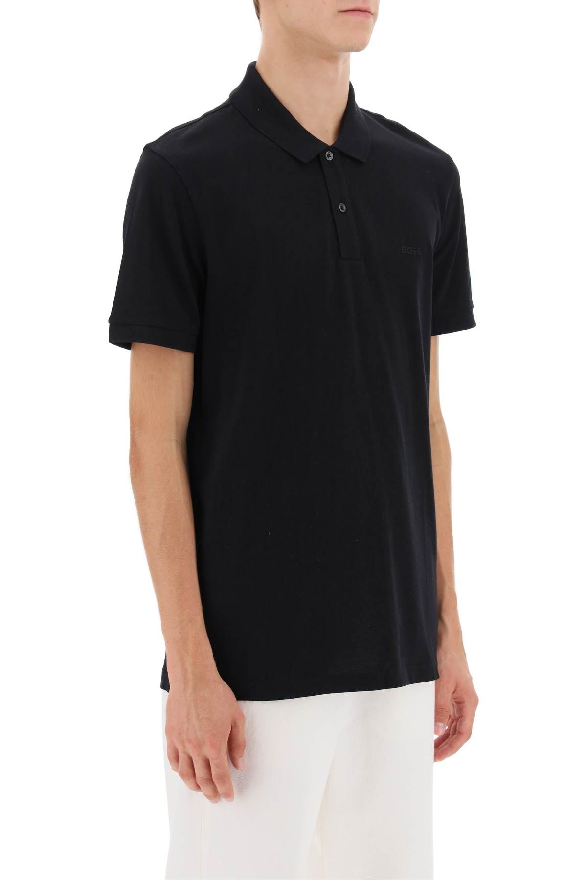 Shop Hugo Boss Organic Cotton Pallas Polo Shirt In Black