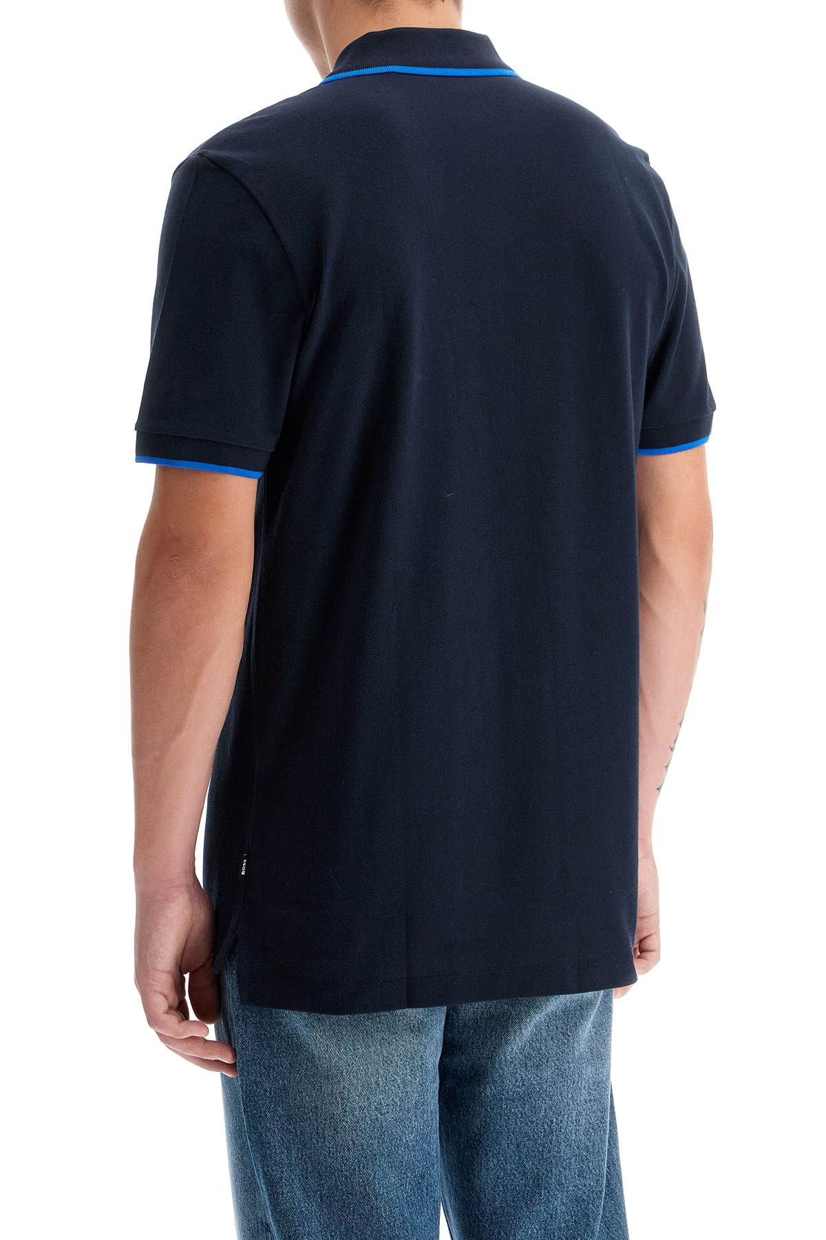 Shop Hugo Boss "contrast Trim Parlay Polo Shirt In Blue