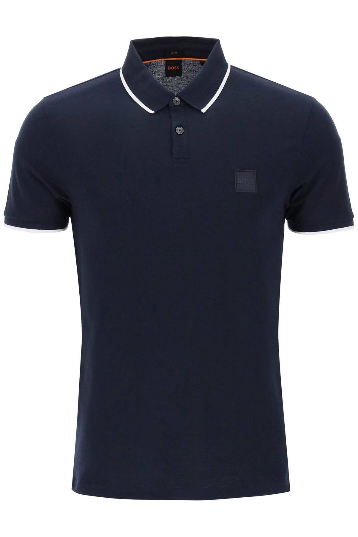 Shop Hugo Boss Slim Fit Piqué Polo Shirt With Tipped In Blue