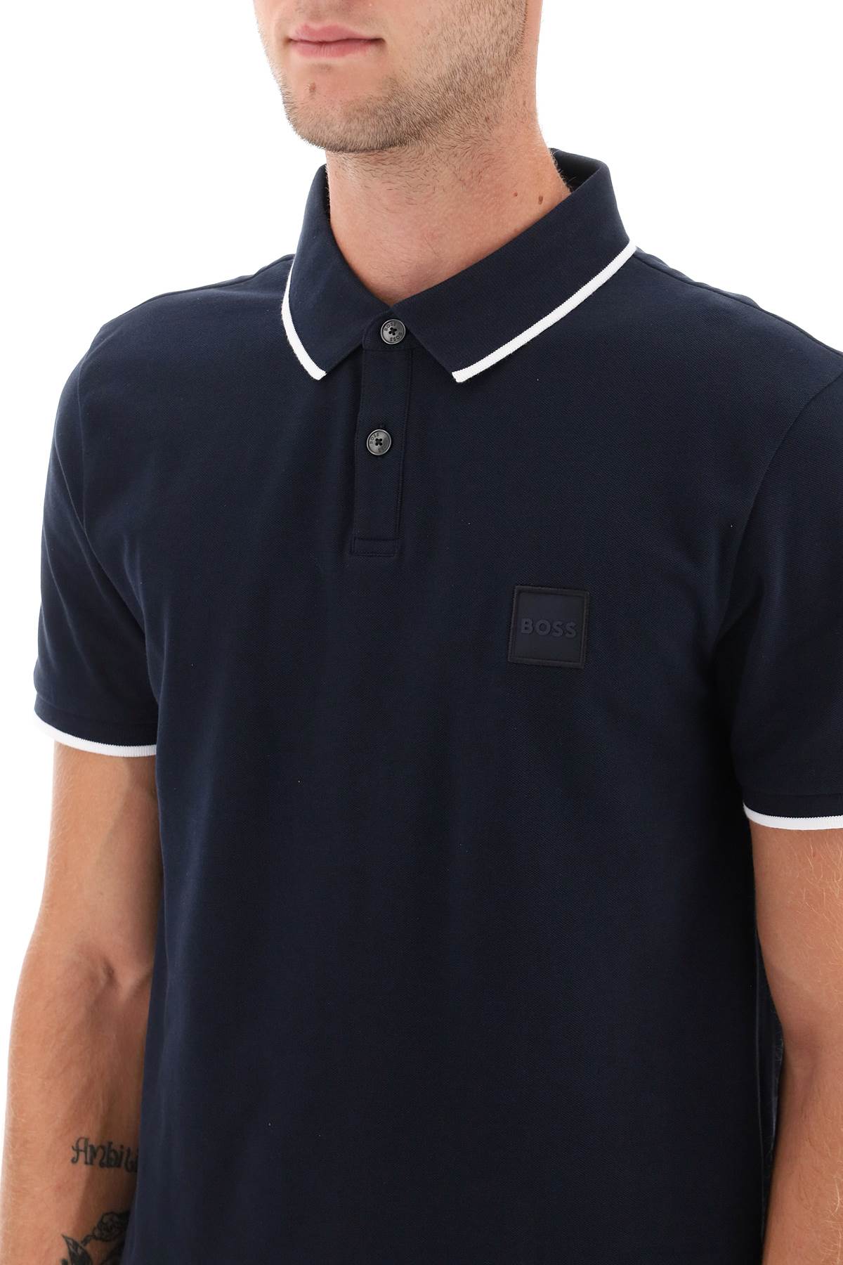 Shop Hugo Boss Slim Fit Piqué Polo Shirt With Tipped In Blue