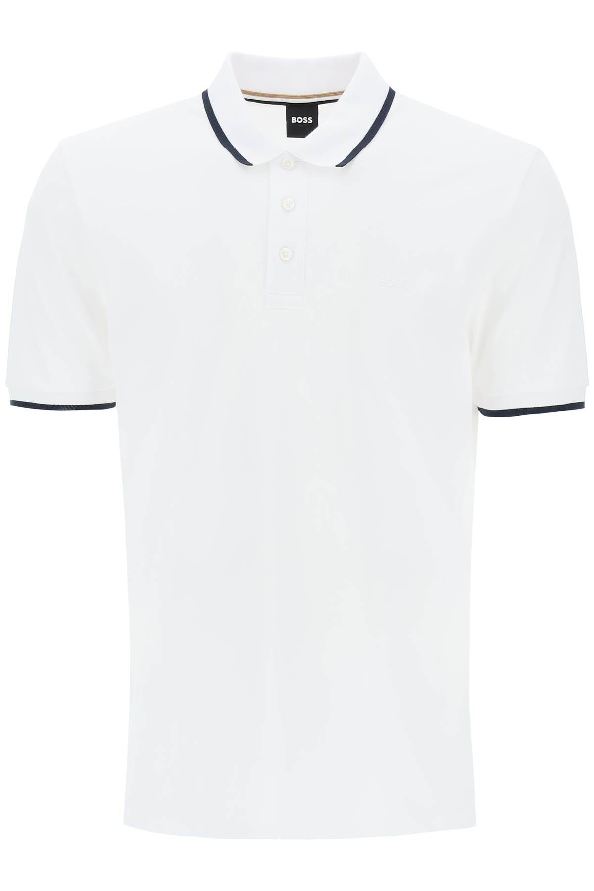 Shop Hugo Boss Polo Shirt With Contrasting Edges In White