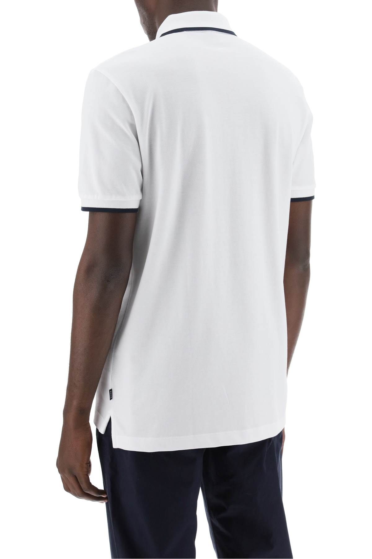 Shop Hugo Boss Polo Shirt With Contrasting Edges In White