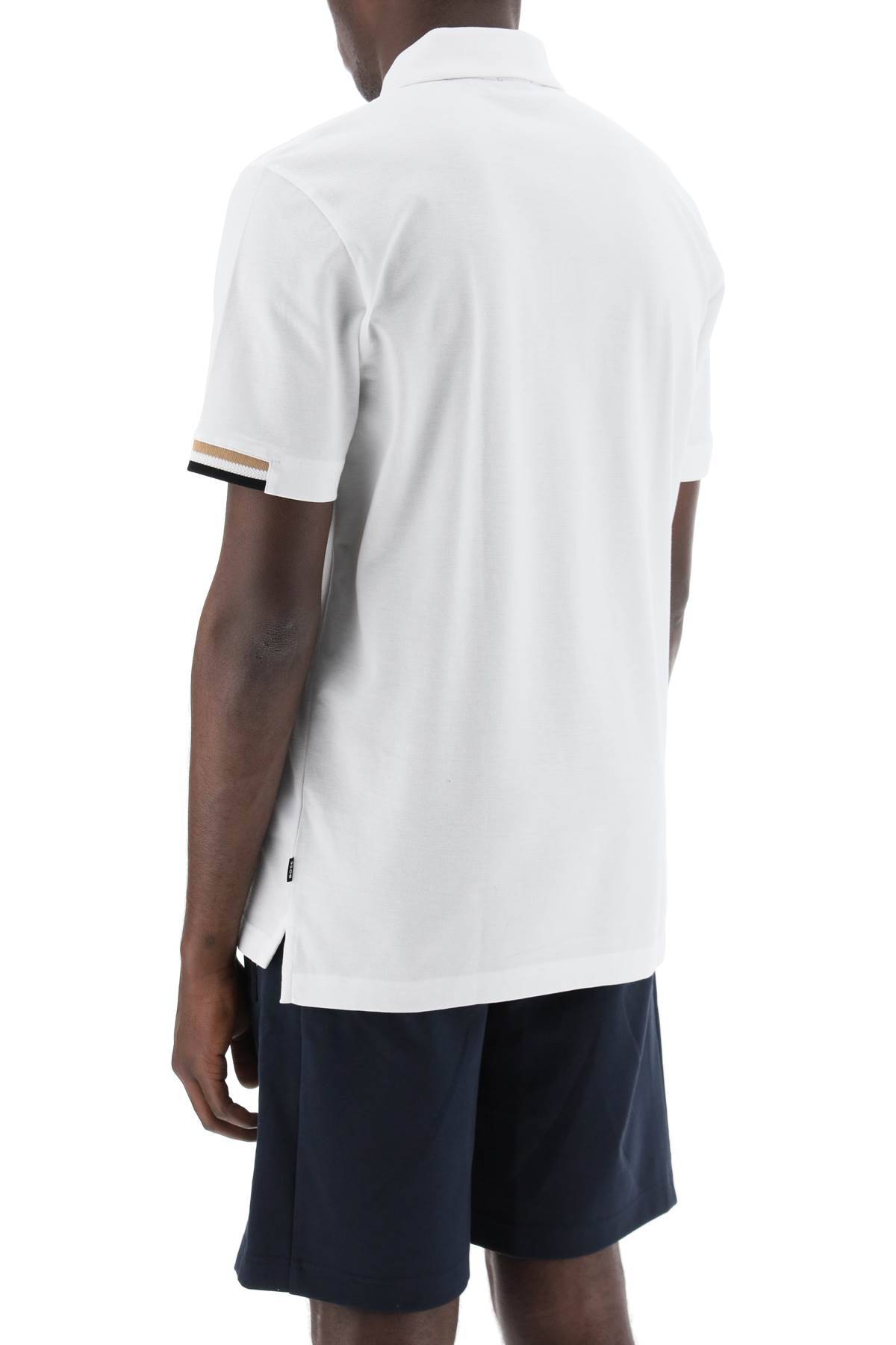Shop Hugo Boss Parlay Polo Shirt With Stripe Detail In White
