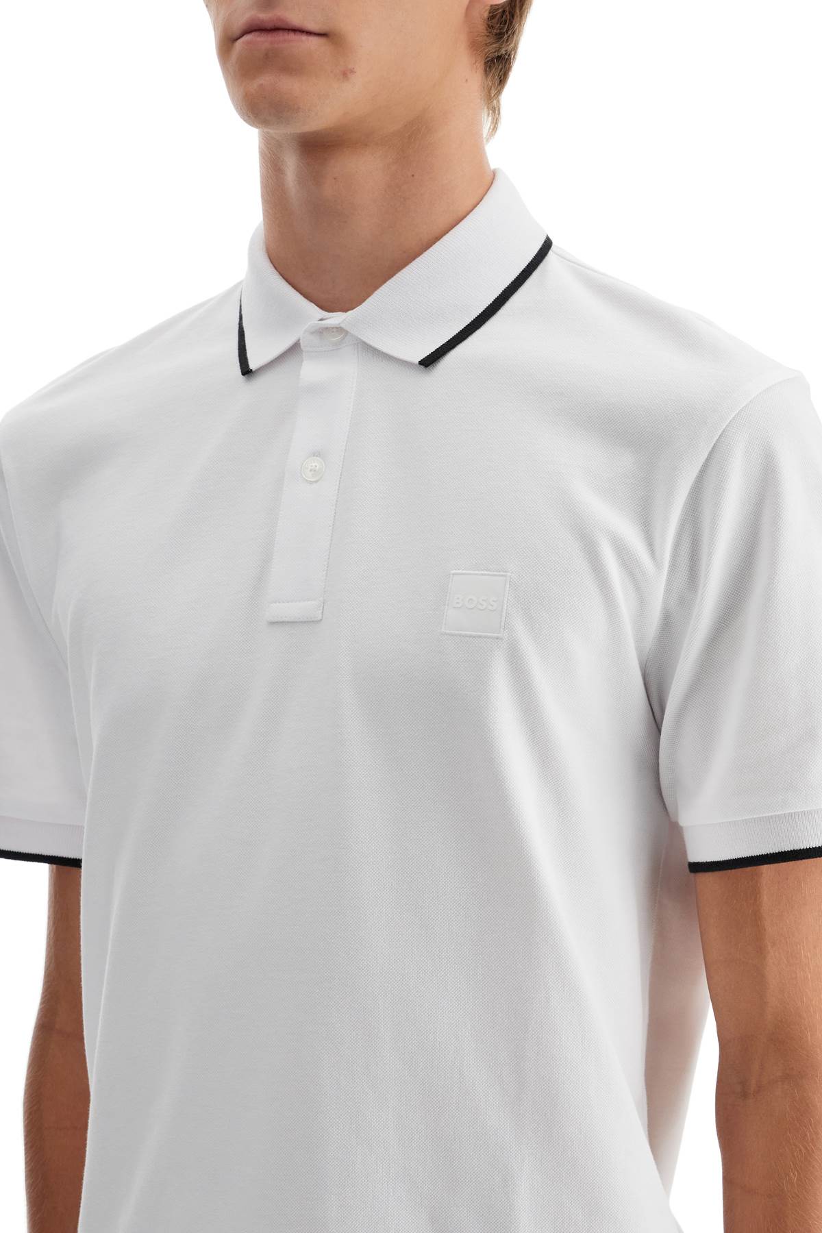 Shop Hugo Boss Slim Fit Piqué Polo Shirt With Tipped In White