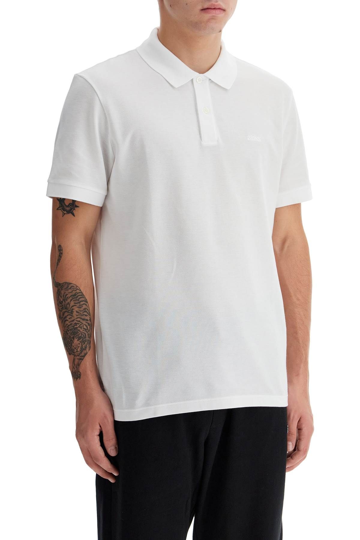 Shop Hugo Boss Organic Cotton Pallas Polo Shirt In White