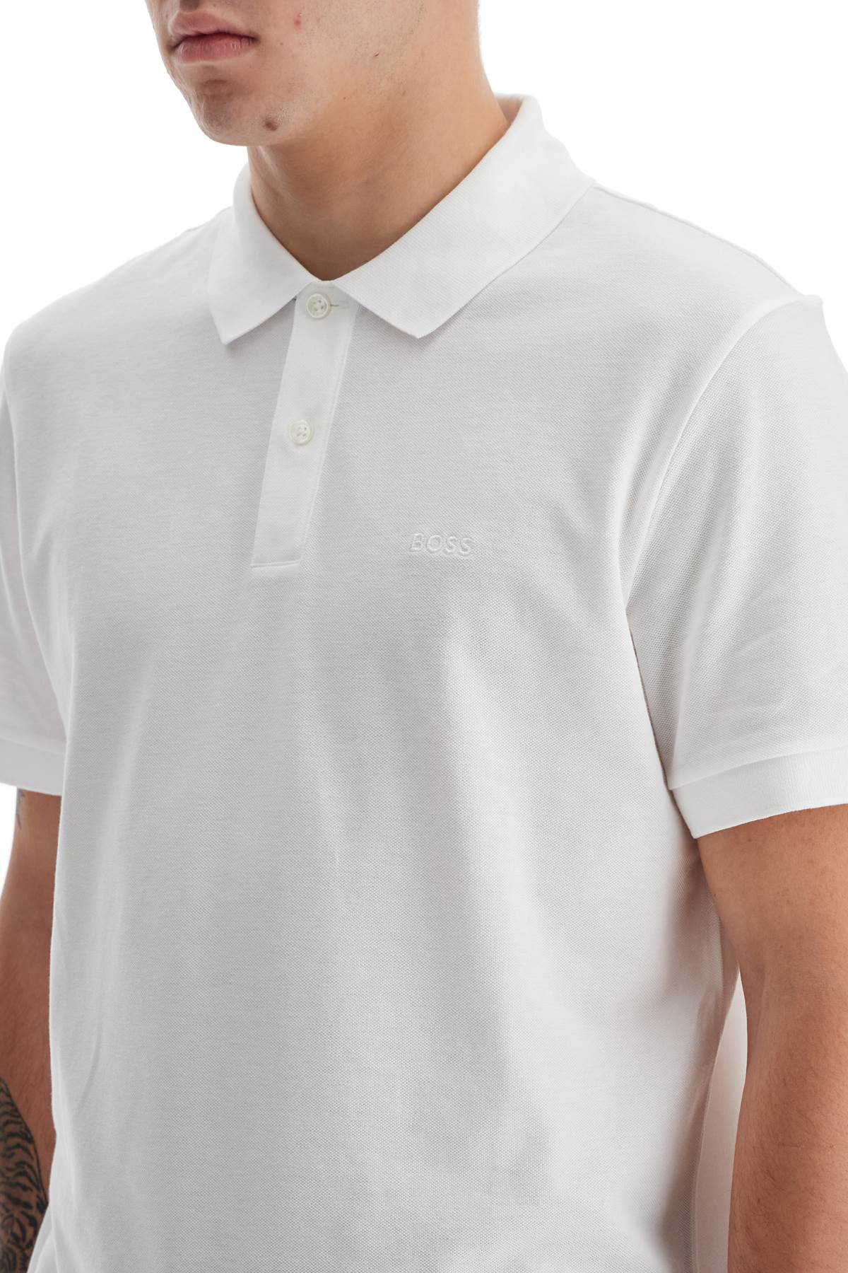 Shop Hugo Boss Organic Cotton Pallas Polo Shirt In White