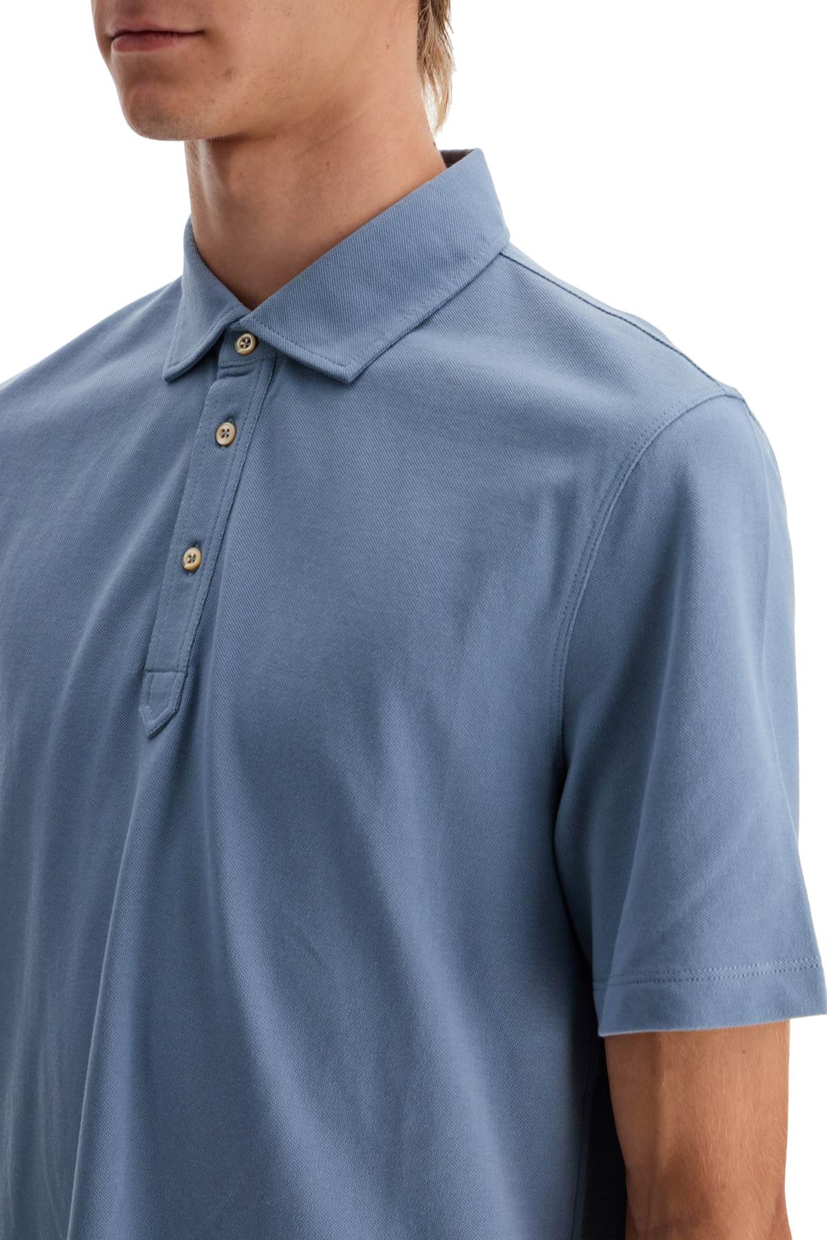 Shop Brunello Cucinelli Pique Polo Shirt In Light Blue