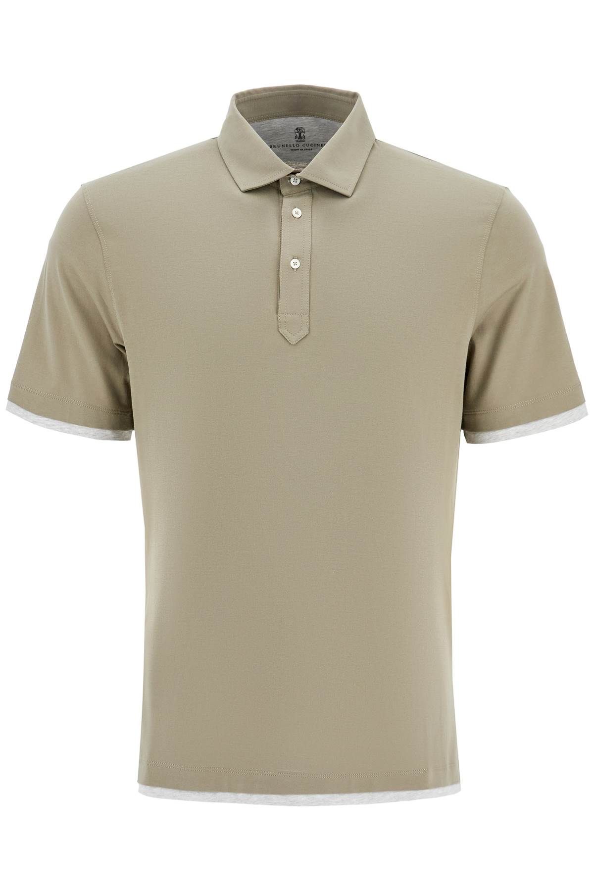 Shop Brunello Cucinelli Polo With Faux In Khaki