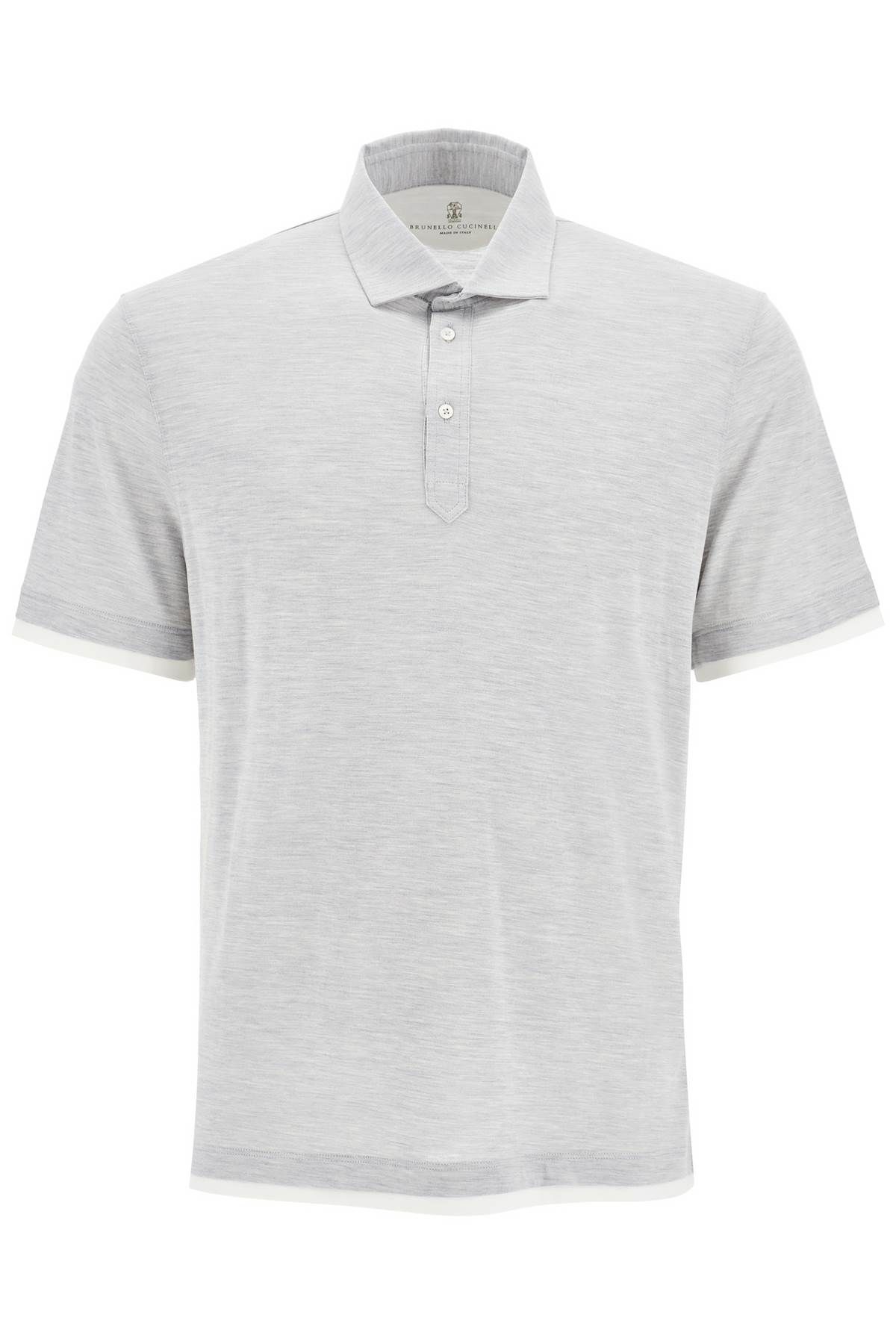 Shop Brunello Cucinelli Silk And Cotton Polo Shirt With Double Edges In Grey