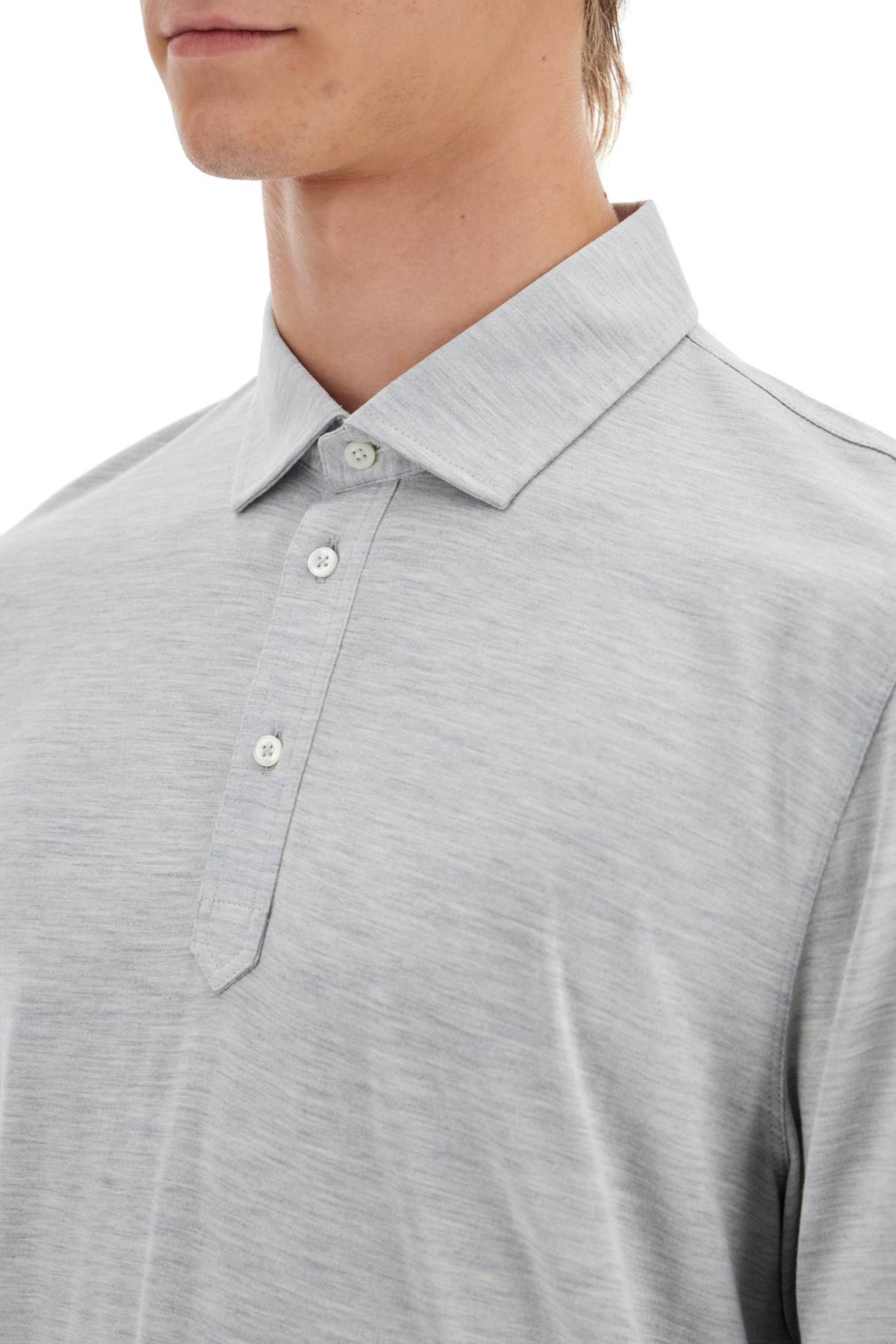 Shop Brunello Cucinelli Silk And Cotton Polo Shirt With Double Edges In Grey