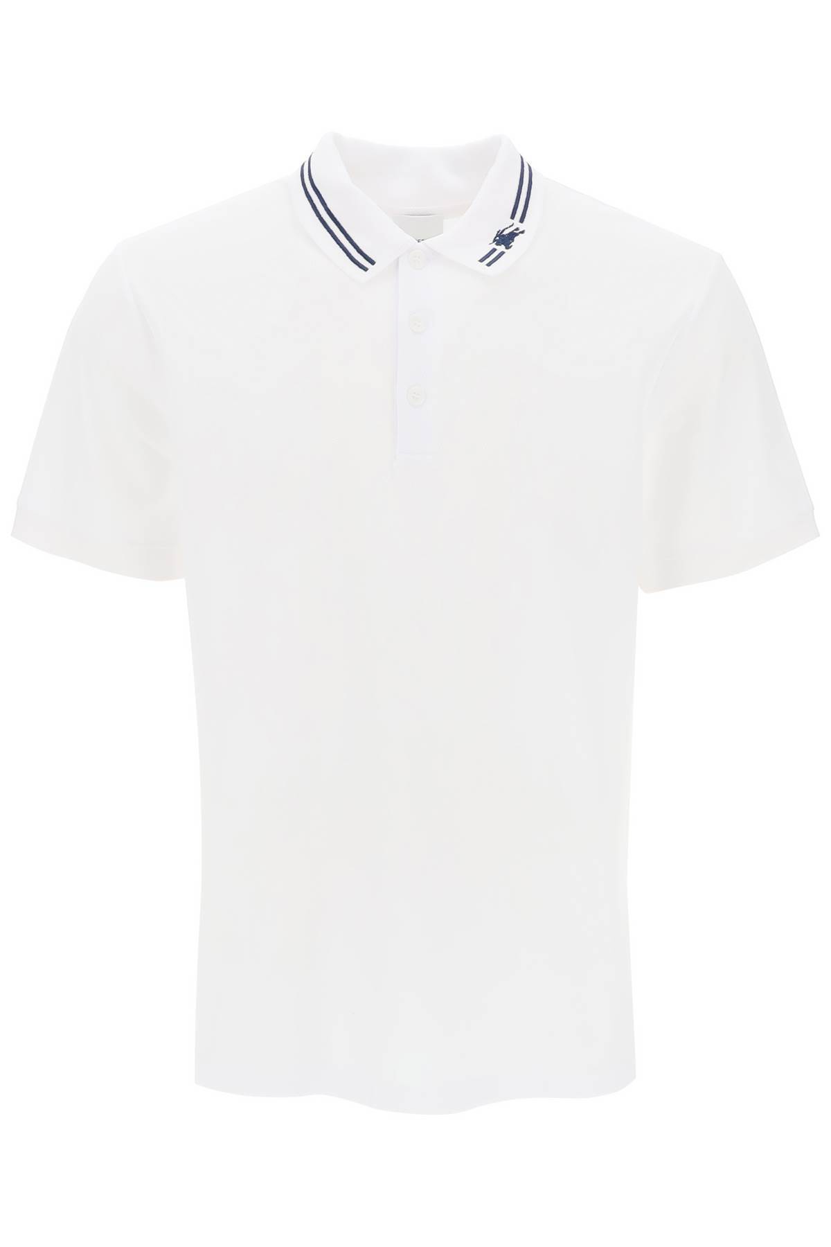 Shop Burberry Polo With Striped Collar In White