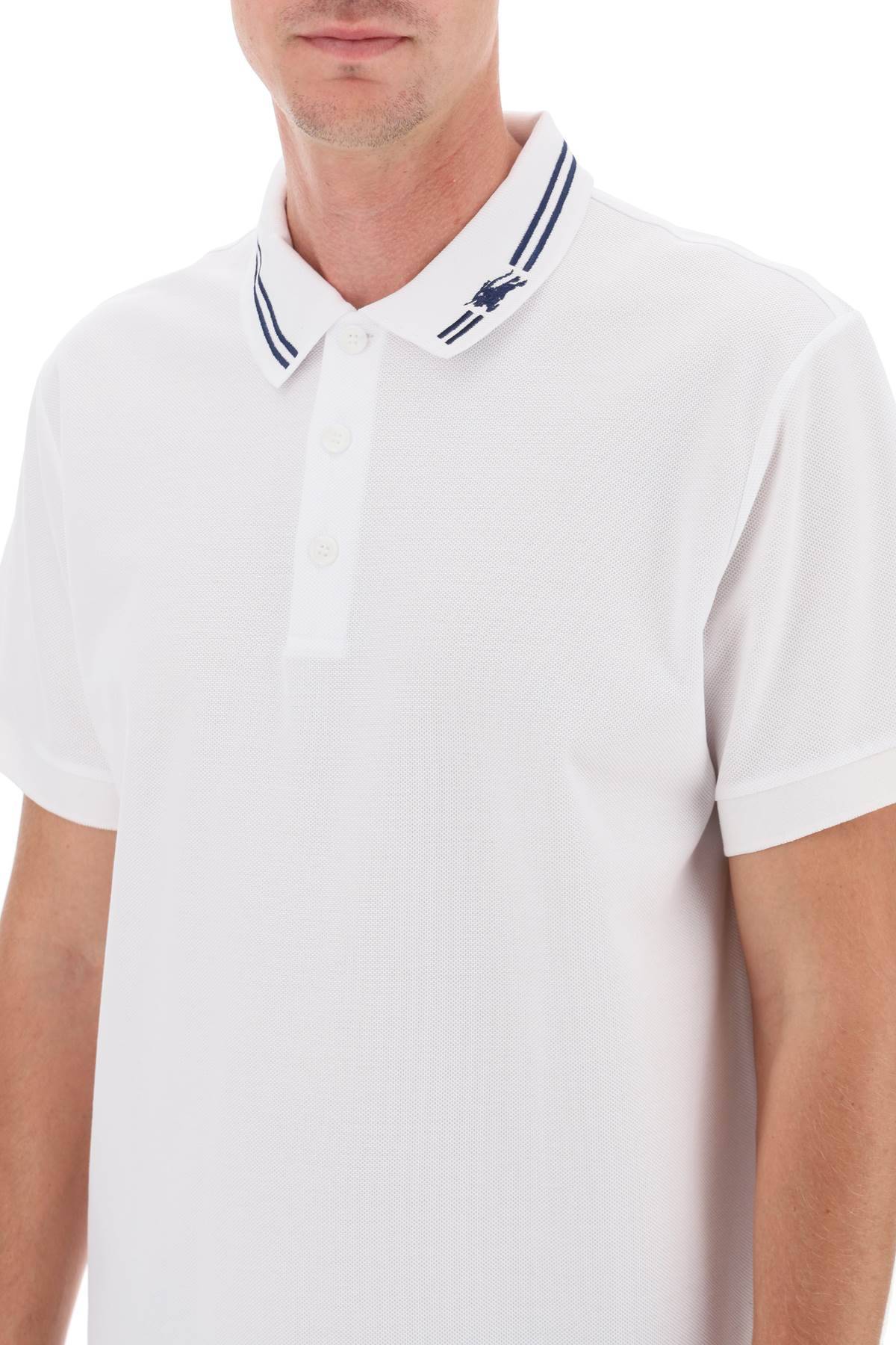 Shop Burberry Polo With Striped Collar In White