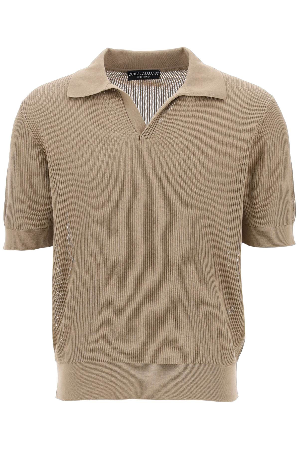 DOLCE & GABBANA cotton ribbed perforated polo shirt