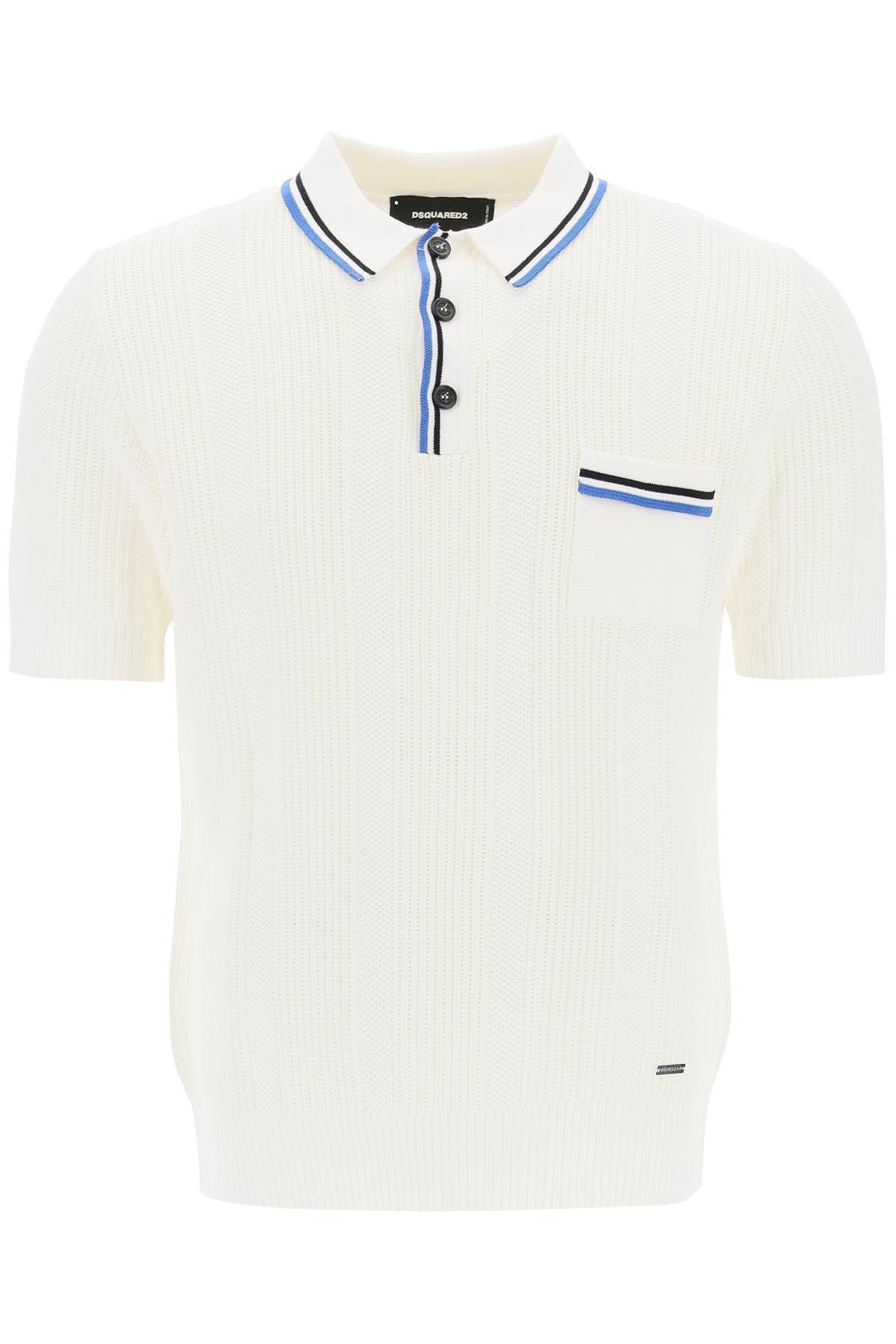 Shop Dsquared2 Perforated Knit Polo Shirt In White