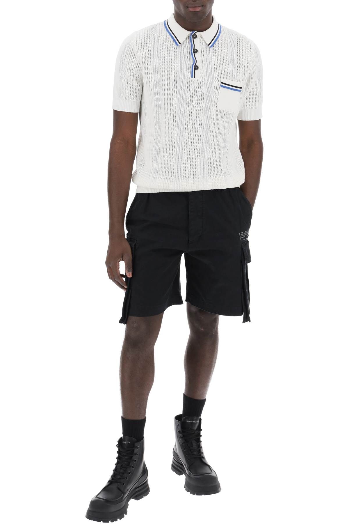 Shop Dsquared2 Perforated Knit Polo Shirt In White