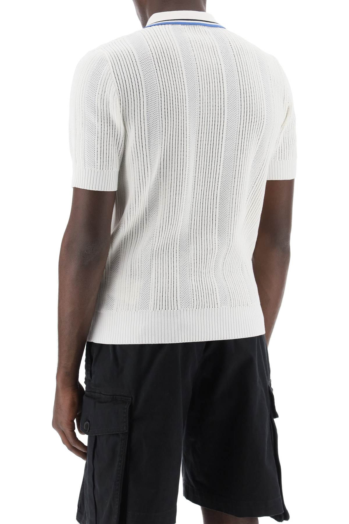 Shop Dsquared2 Perforated Knit Polo Shirt In White