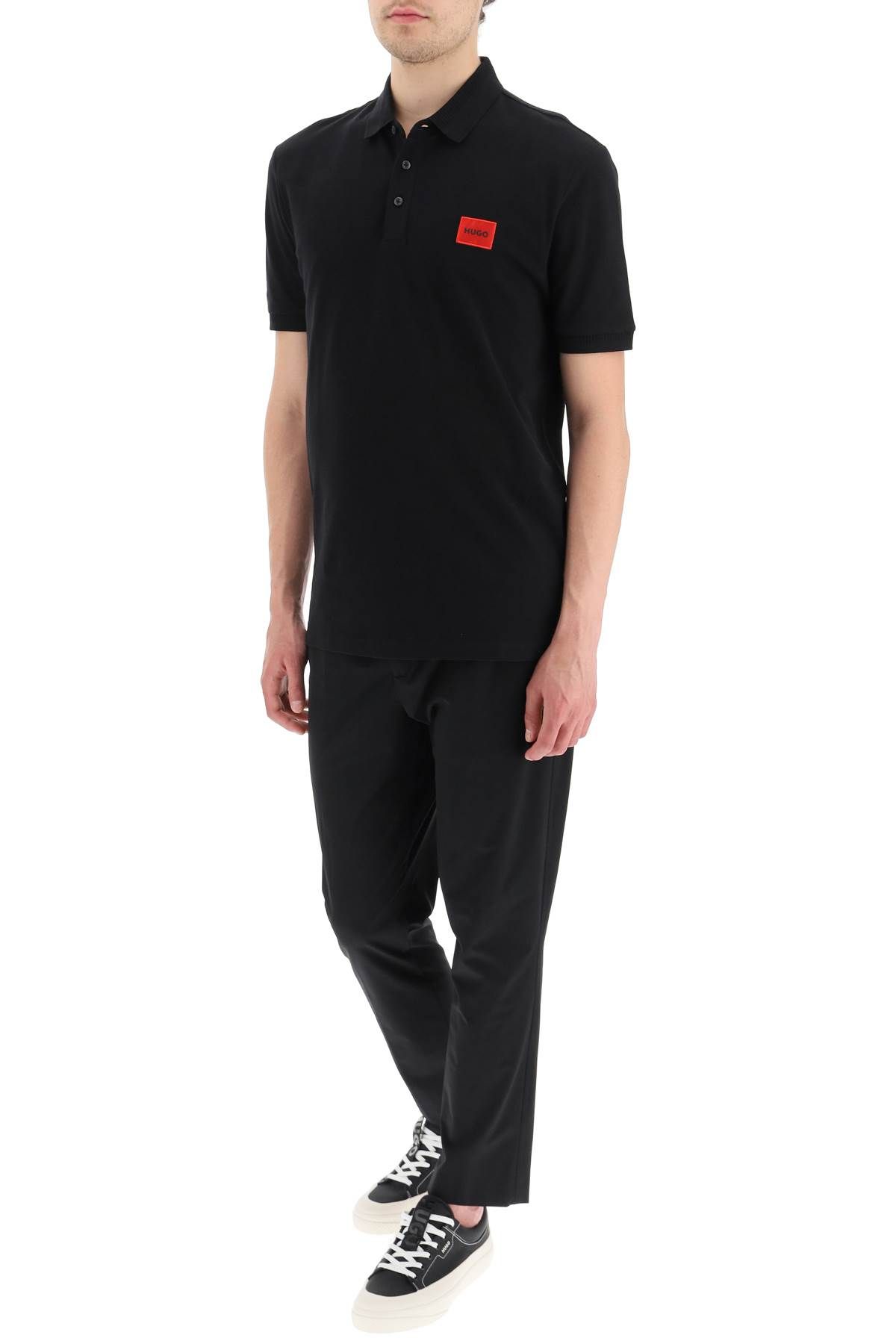 Shop Hugo Polo Shirt With Logo Patch In Black