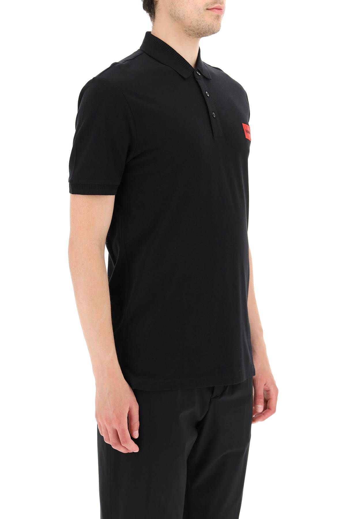 Shop Hugo Polo Shirt With Logo Patch In Black