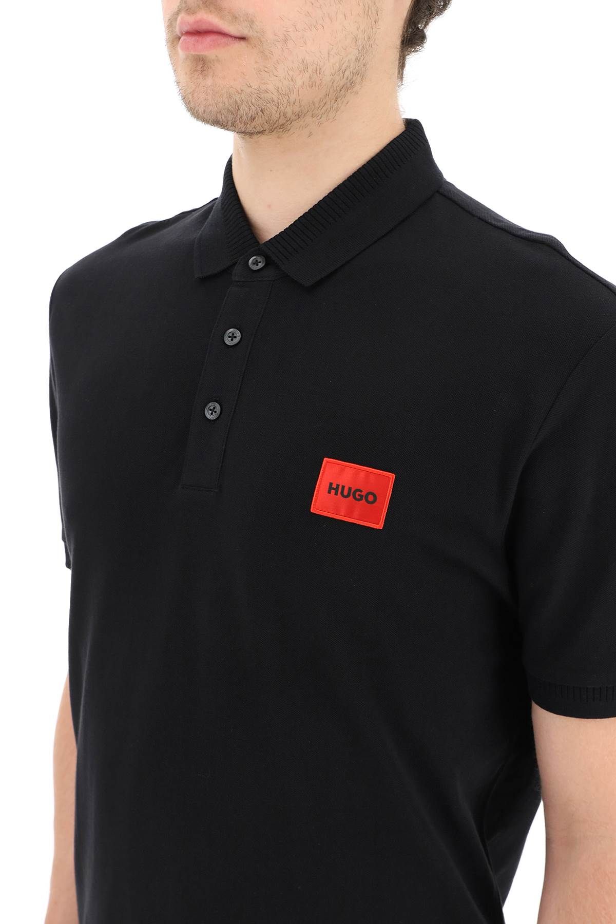 Shop Hugo Polo Shirt With Logo Patch In Black