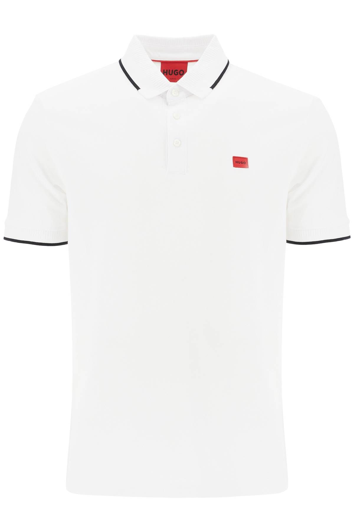 Shop Hugo Polo Shirt With Contrasting Finishing Details In White