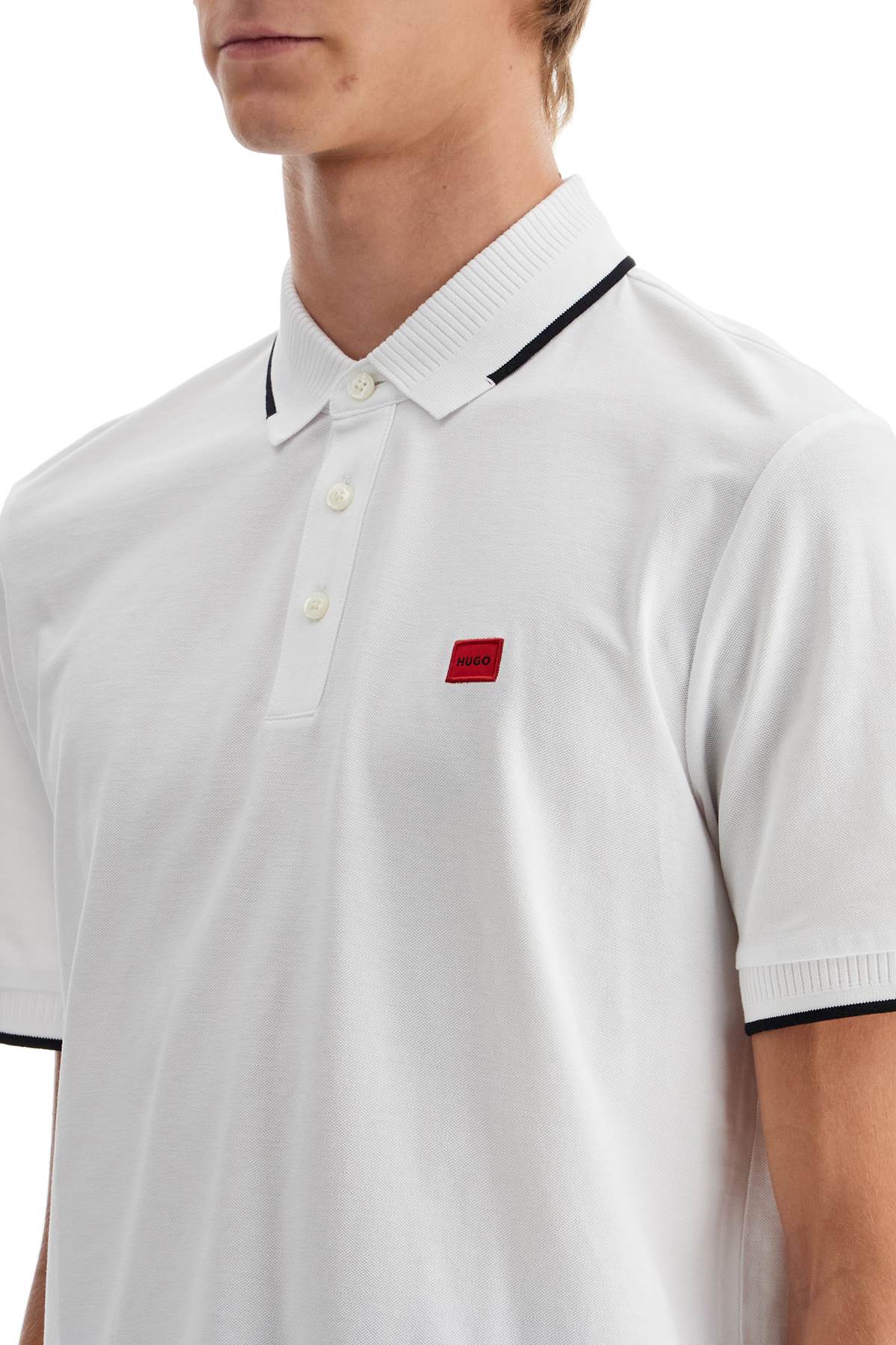 Shop Hugo Polo Shirt With Contrasting Finishing Details In White