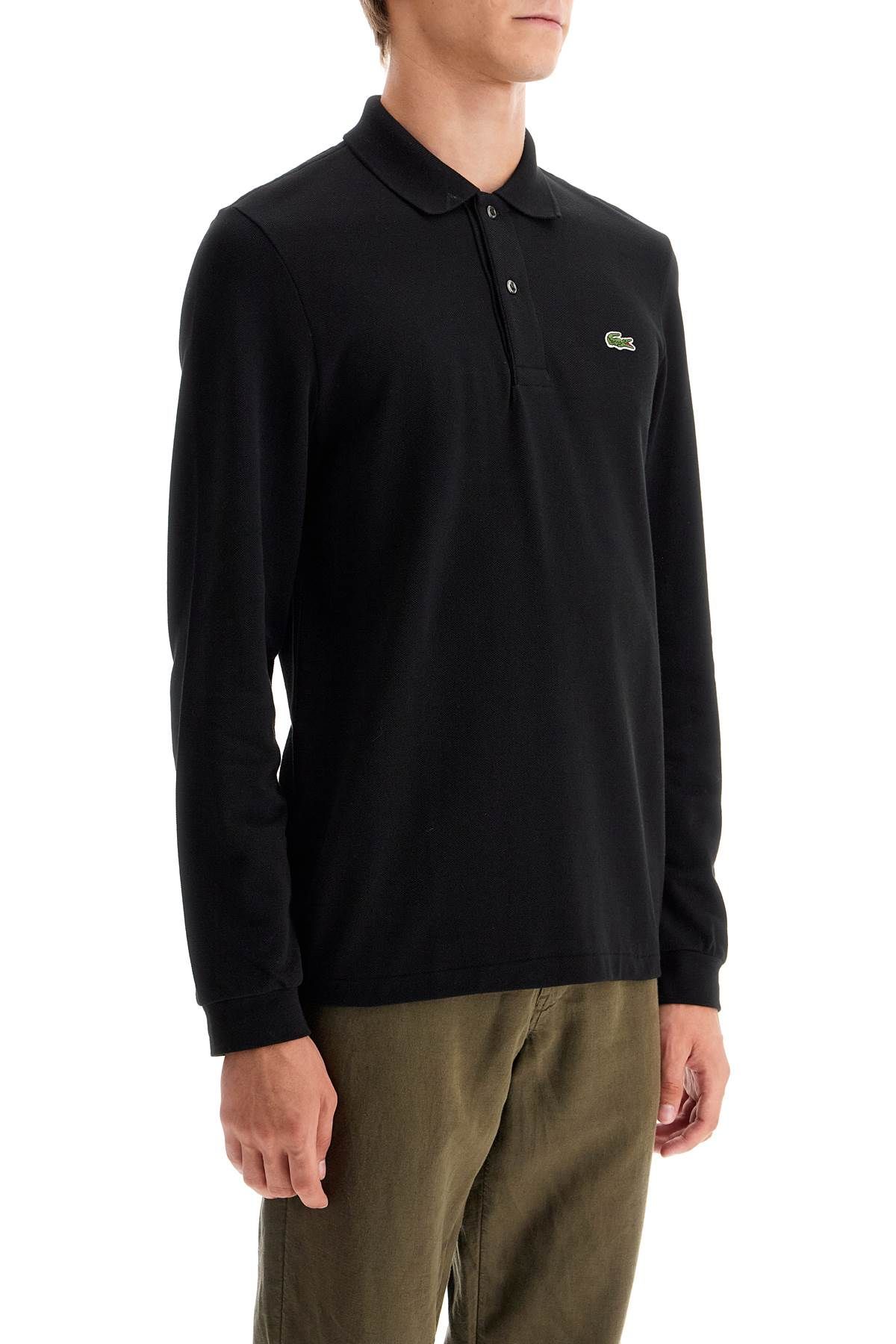 Shop Lacoste "classic Fit Long Sleeve Polo Shirt In Black