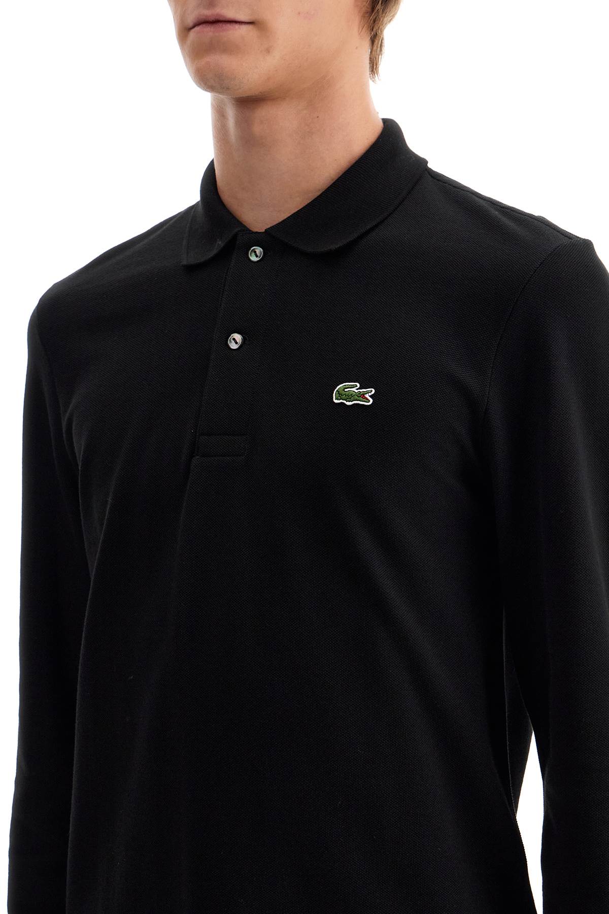 Shop Lacoste "classic Fit Long Sleeve Polo Shirt In Black