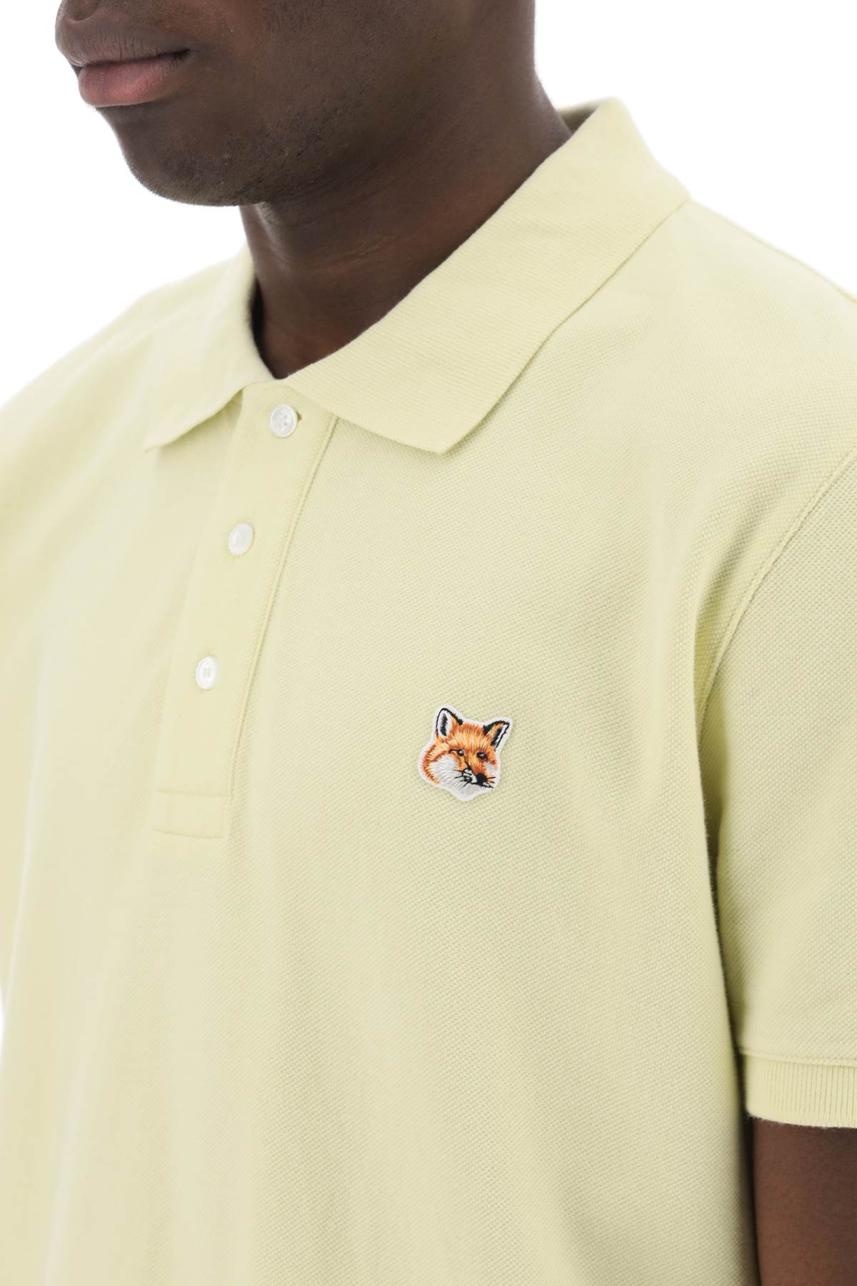 Shop Maison Kitsuné "fox Head Patch Polo Shirt" In Yellow