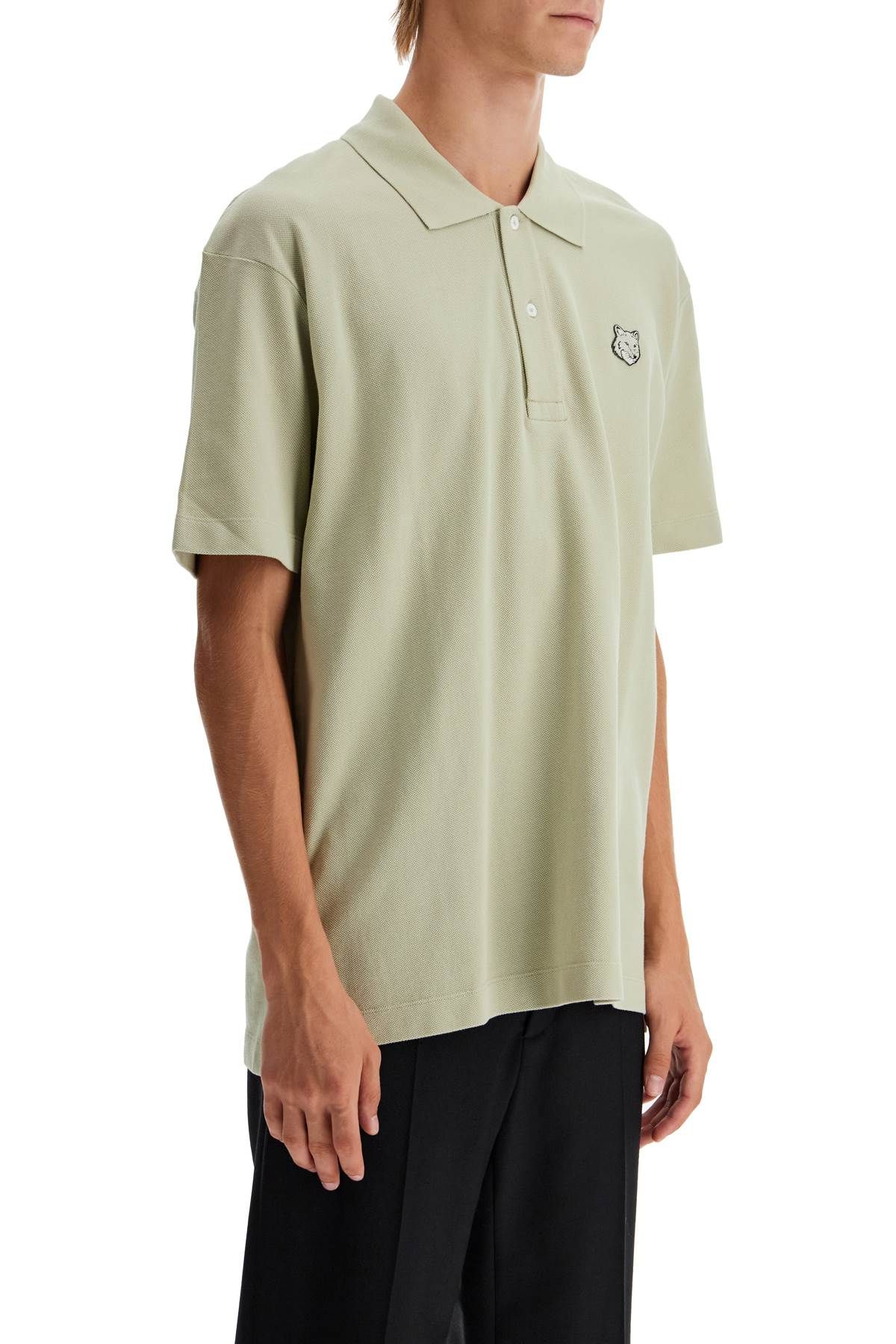 Shop Maison Kitsuné 'bold Fox Head Comfort Fit Polo Shirt In Khaki