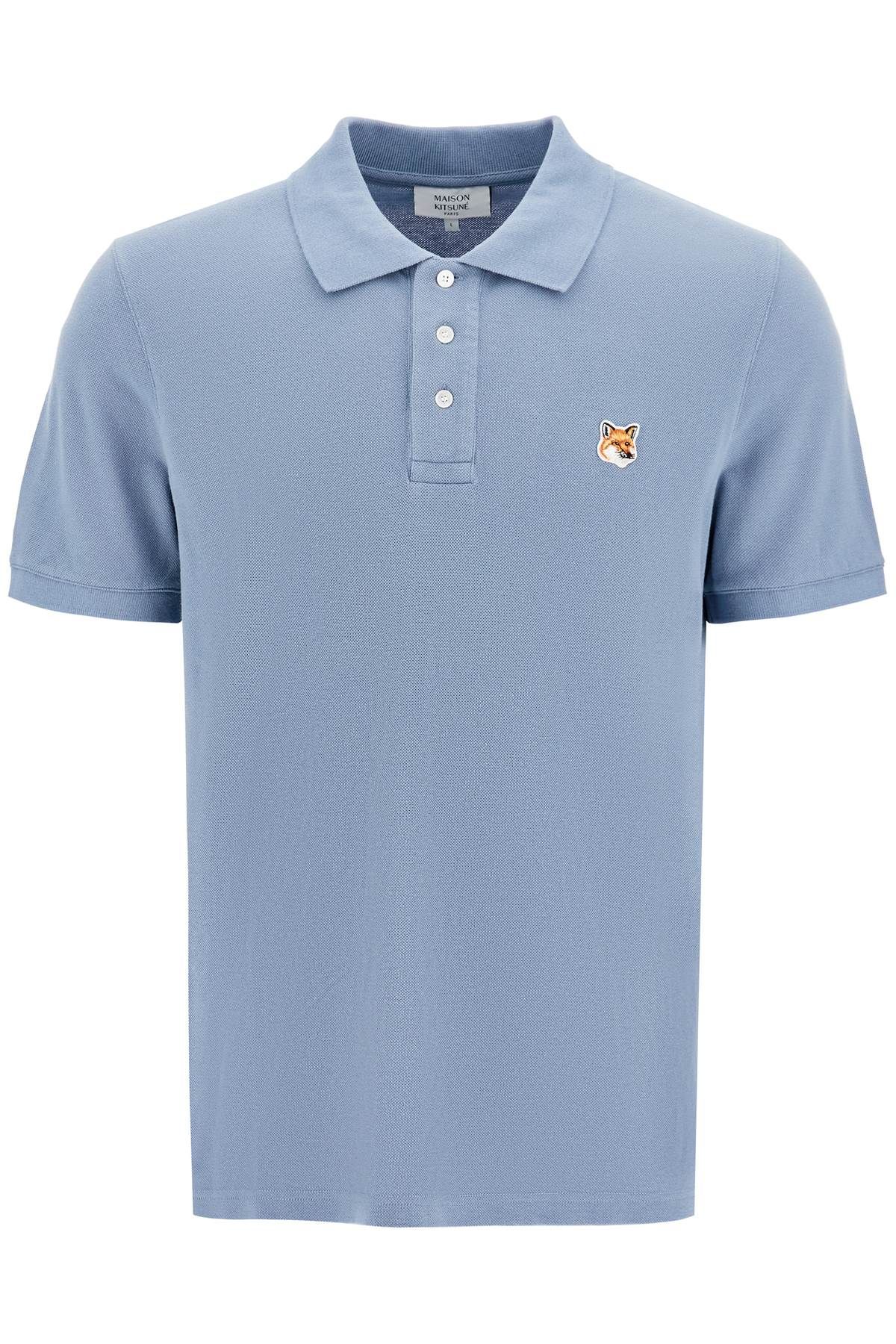 Shop Maison Kitsuné "regular Fit Fox Head Polo Shirt In Light Blue