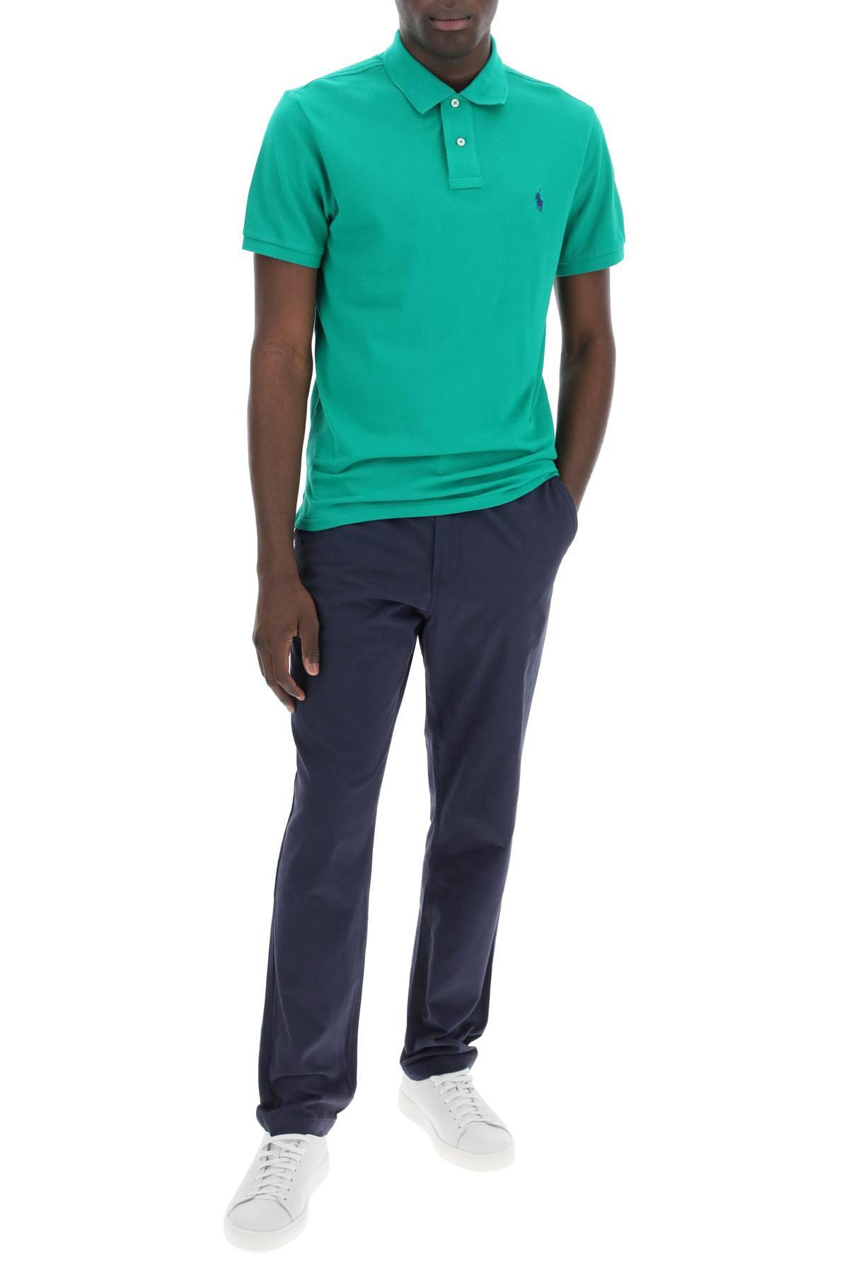 Shop Polo Ralph Lauren Pique Cotton Polo Shirt In Green