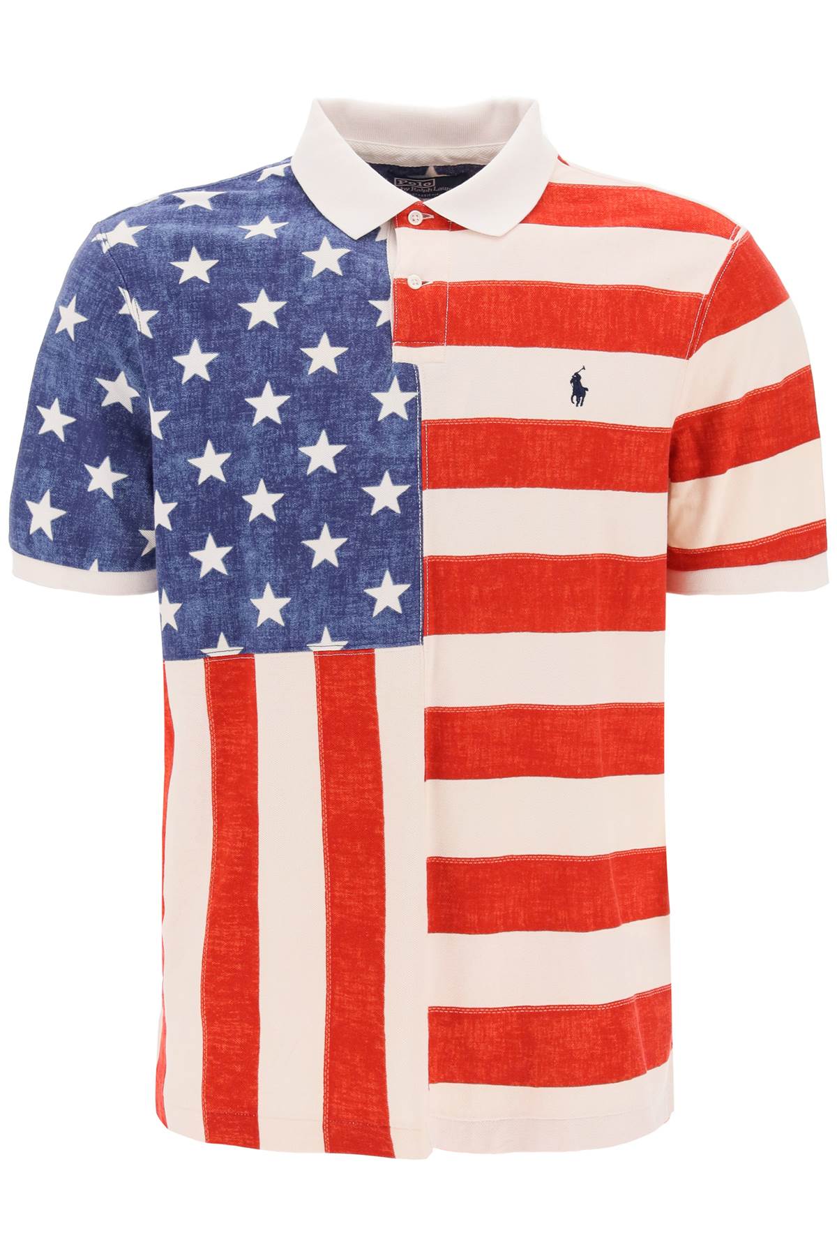 Shop Polo Ralph Lauren Classic Fit Polo Shirt With Printed Flag In White,blue,red