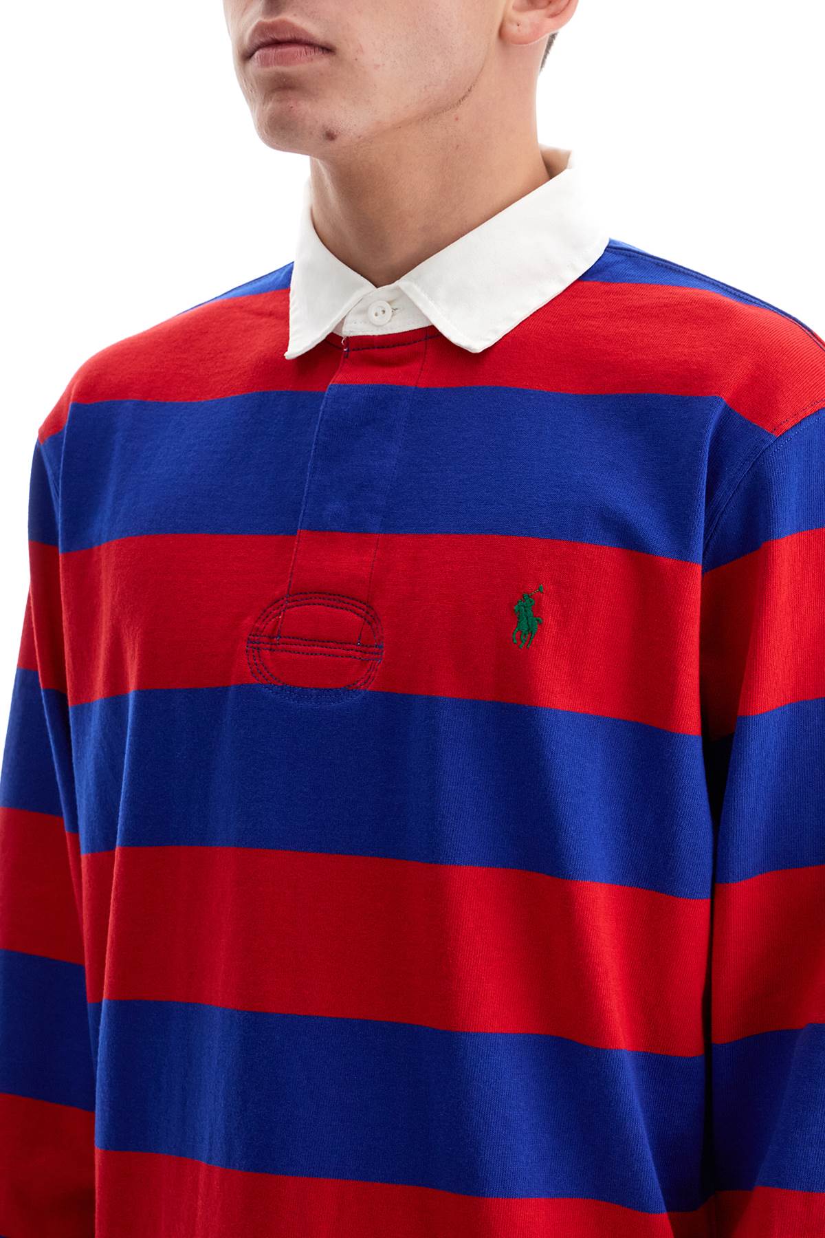 Shop Polo Ralph Lauren Long-sleeved Striped Polo Shirt For In Blue