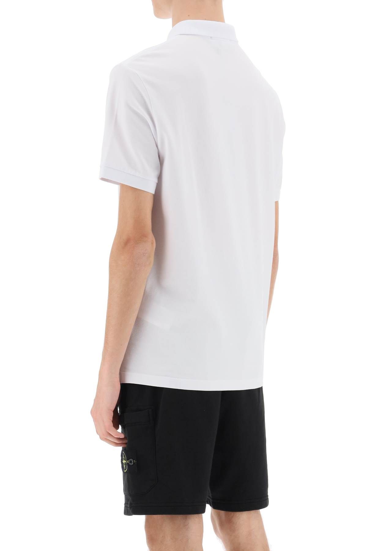 Shop Stone Island Slim Fit Polo Shirt With Logo Patch In White