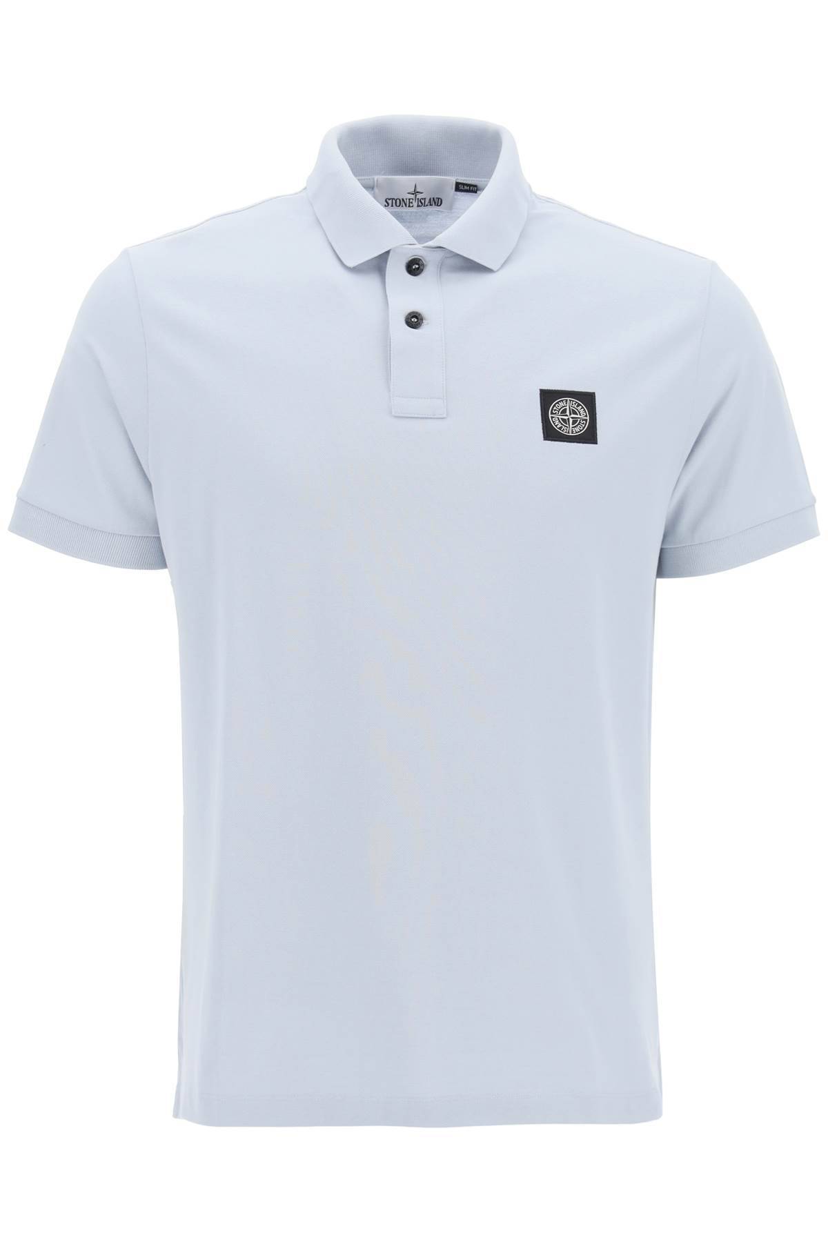 Stone Island Slim Fit Polo Shirt With Logo Patch In Light Blue