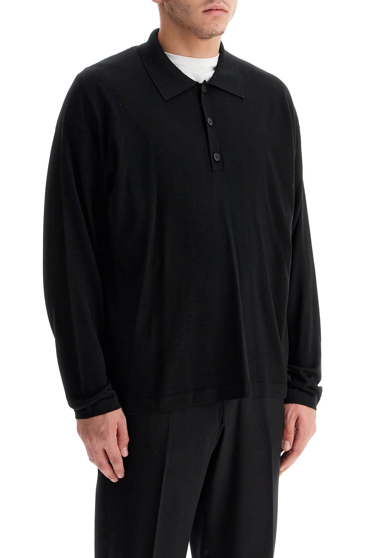 Shop The Row Long-sleeved Wool Djon Polo In Black