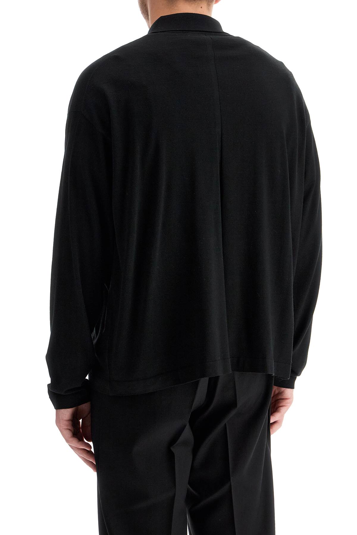 Shop The Row Long-sleeved Wool Djon Polo In Black