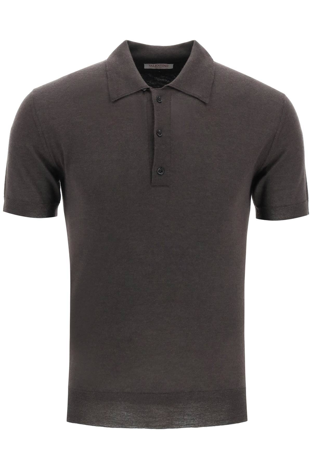 Shop Valentino Cashmere And Silk Knit Polo Shirt In Brown