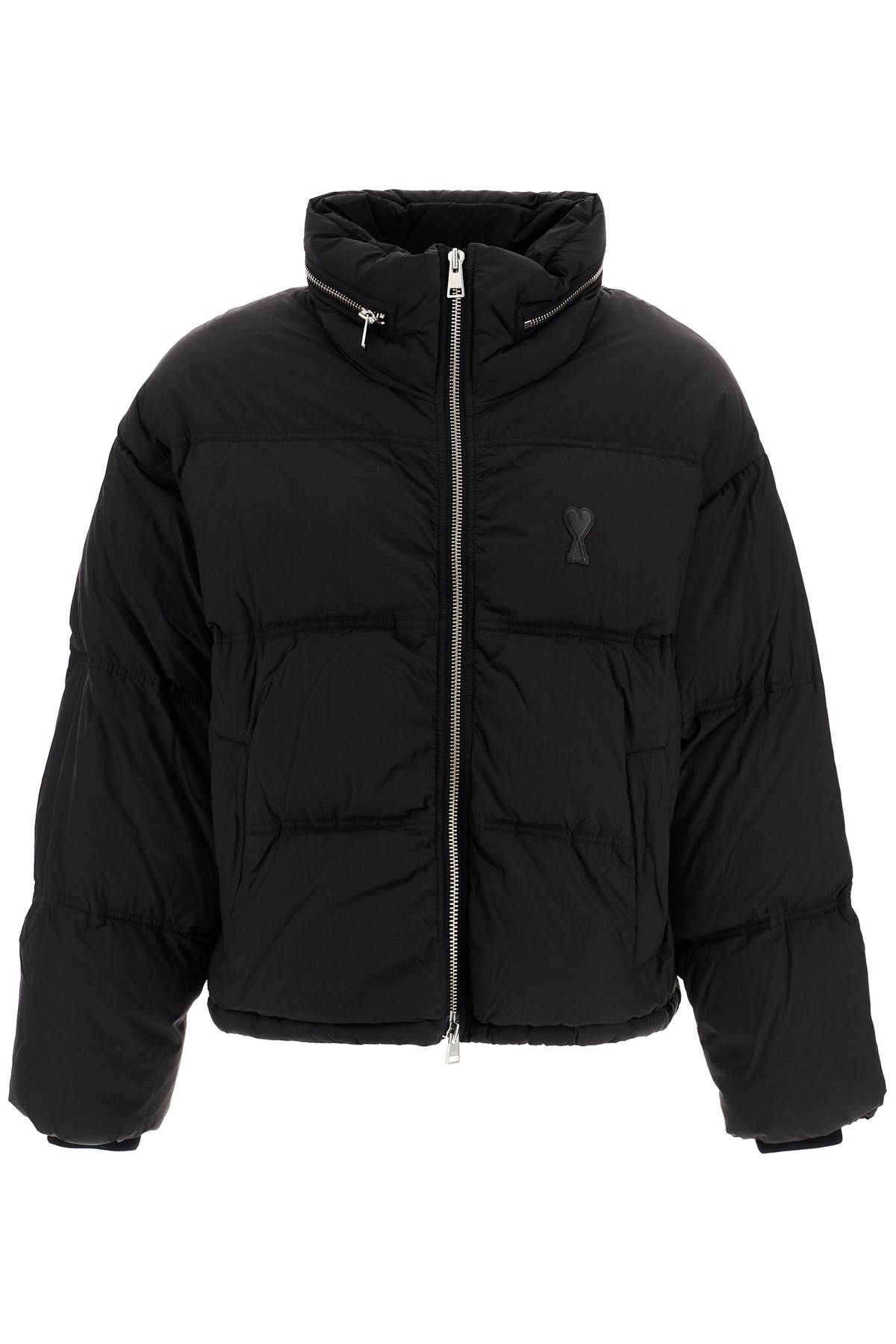 Ami Alexandre Matiussi "down Jacket With Logo Patch In Black