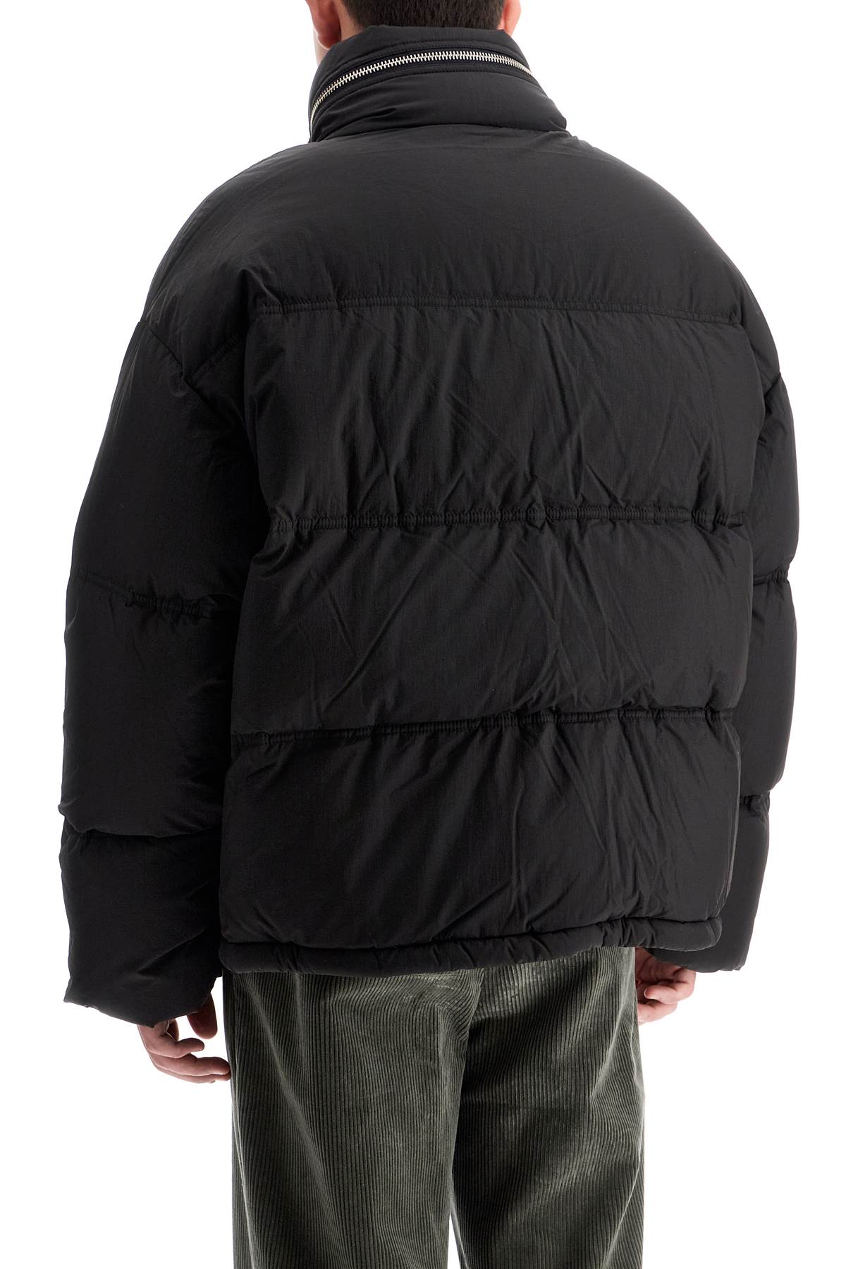 Shop Ami Alexandre Matiussi "down Jacket With Logo Patch In Black