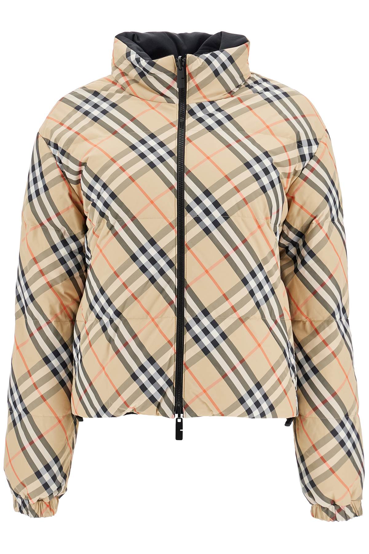 Shop Burberry Short Reversible Down Jacket In Black