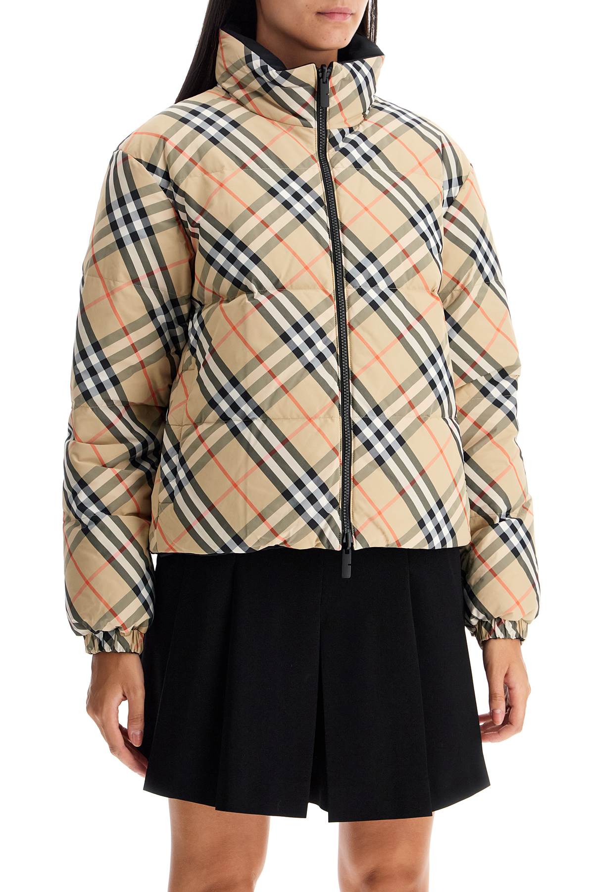 Shop Burberry Short Reversible Down Jacket In Black